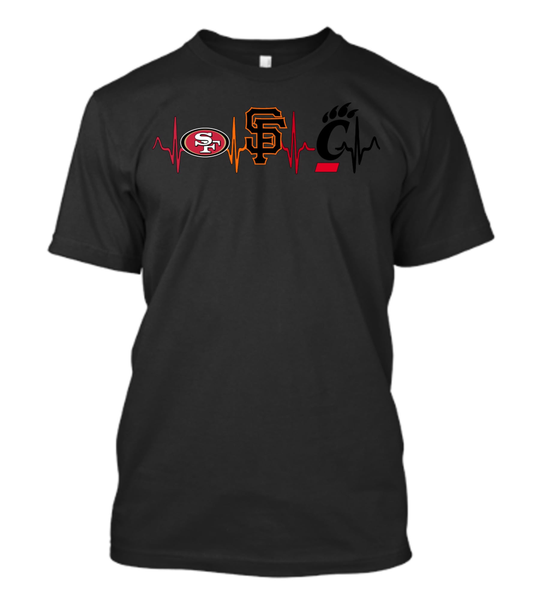 Love San Francisco 49ers With San Francisco Giants And Cincinnati Bearcats T-Shirt