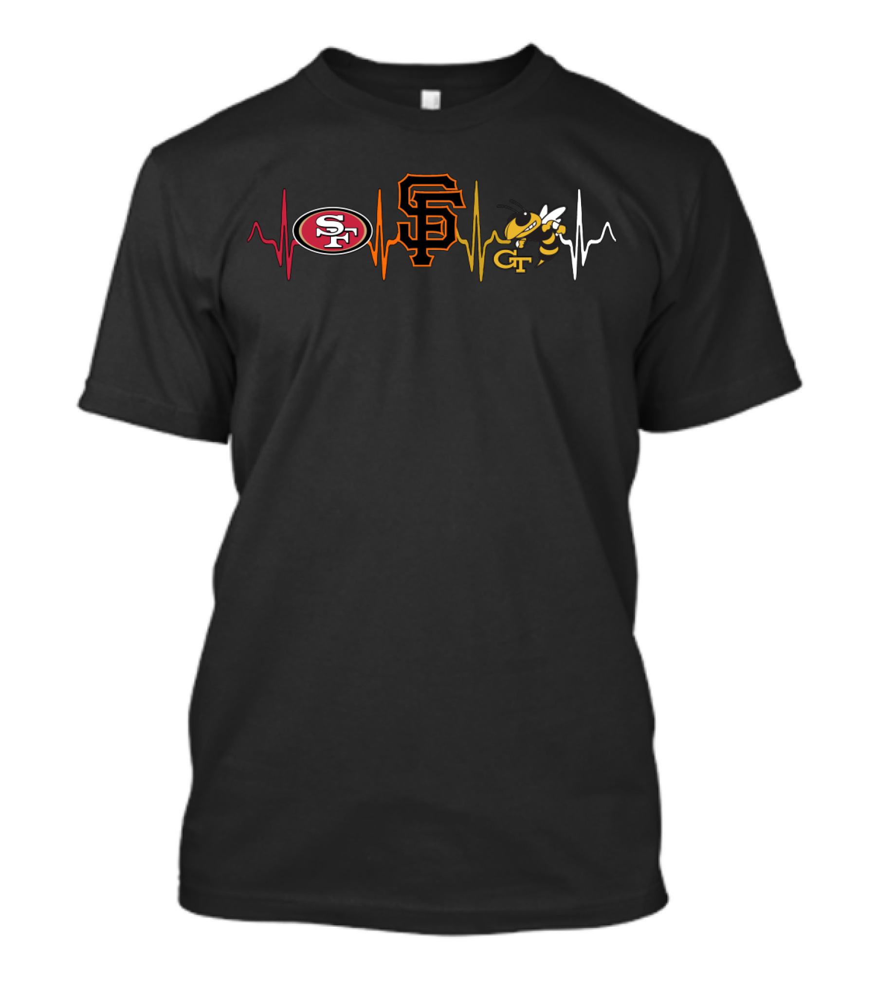 49ers Giants Georgia Tech Yellow Jackets Heartbeat Passion T-Shirt