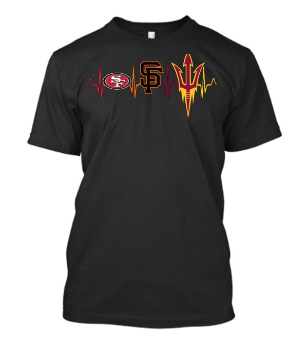 49ers Giants Arizona State Sports Heartbeat T-Shirt