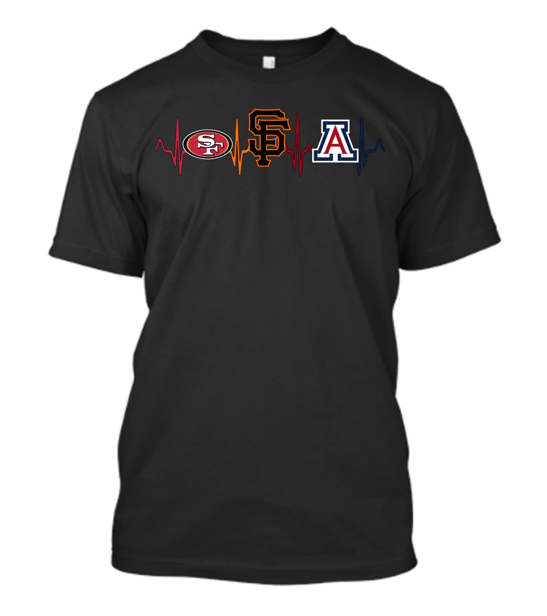 49ers Giants Arizona Wildcats Heartbeat T-Shirt