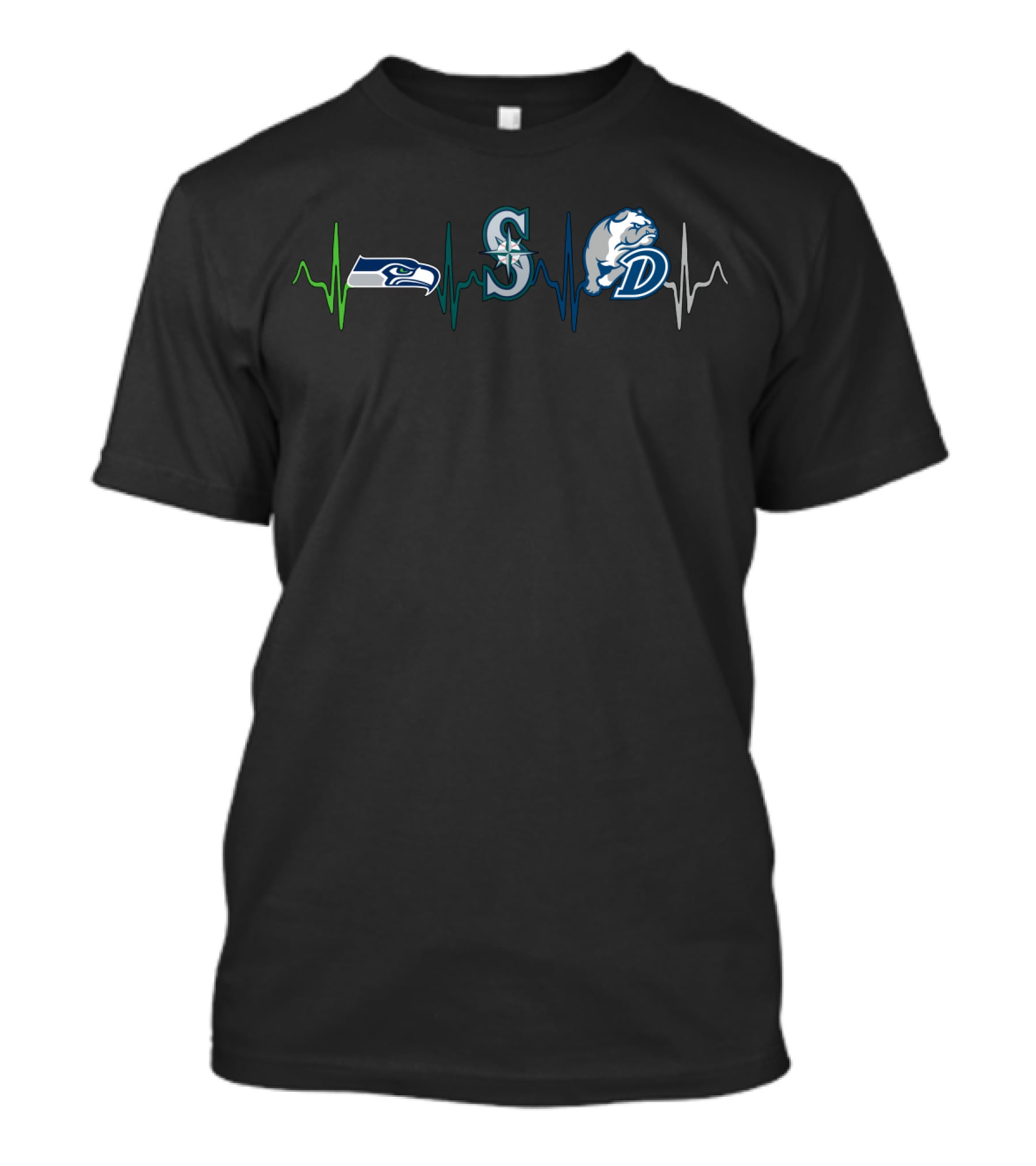 Seahawks Mariners Db Bulldogs Heartbeat T-Shirt
