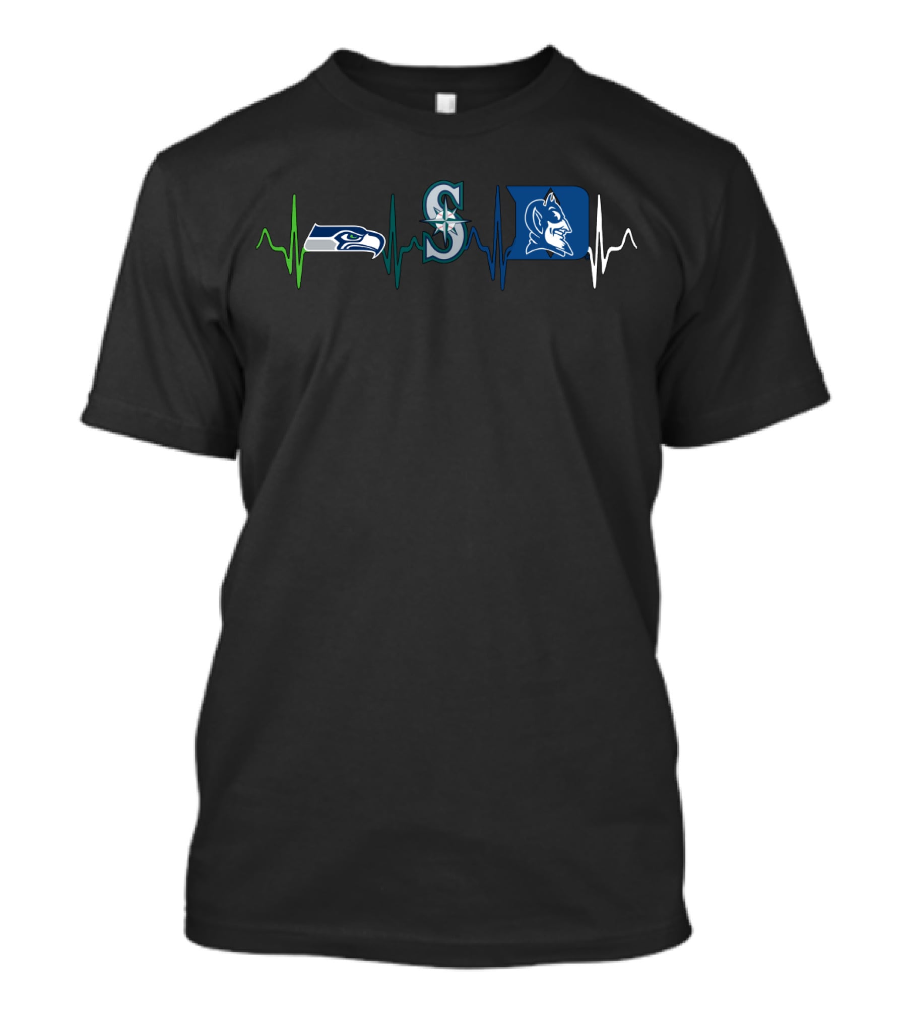 Seahawks Mariners Duke Blue Devils Heartbeat T-Shirt