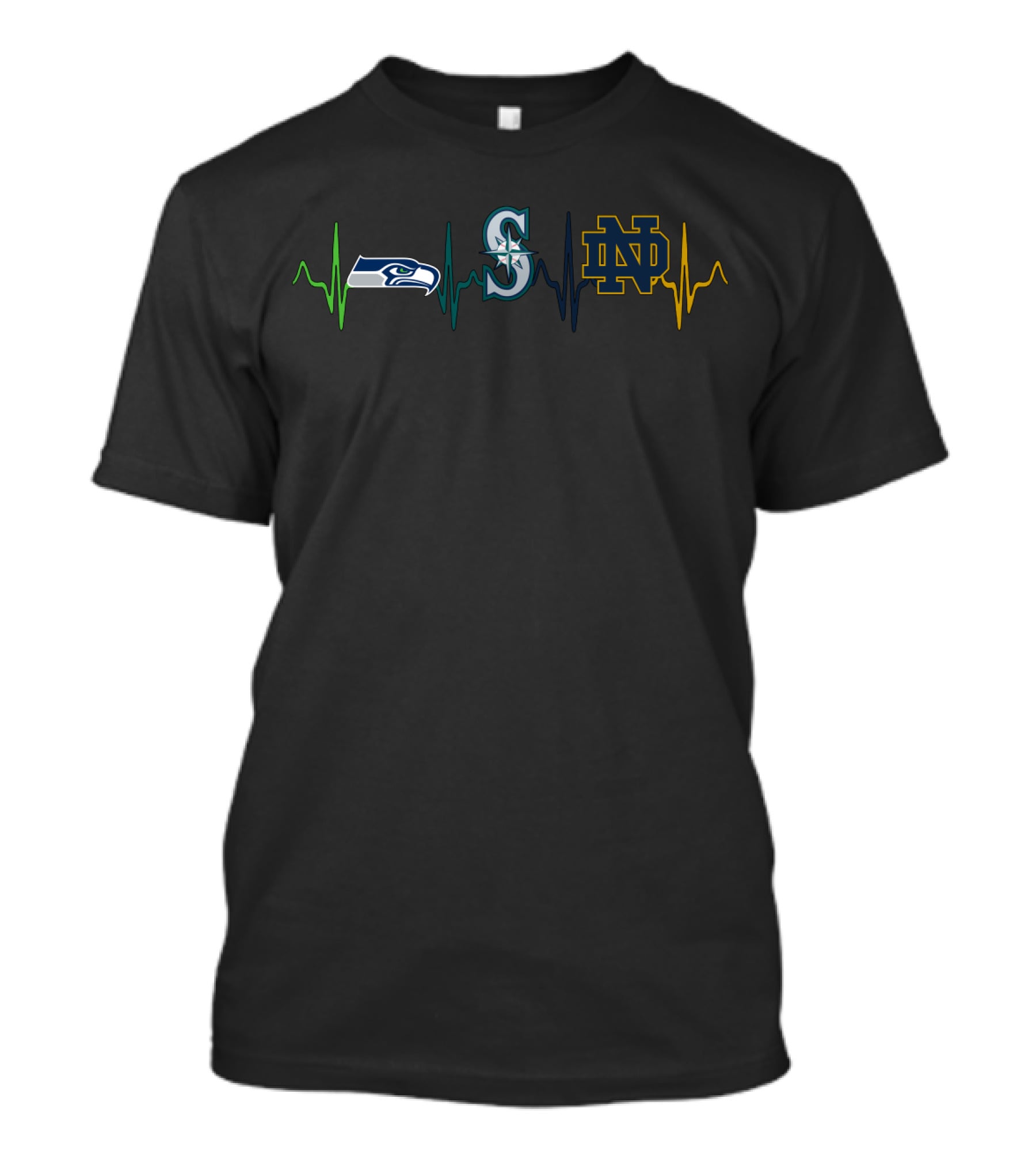 Seahawks Mariners Notre Dame Heartbeat Line Ndfi T-Shirt