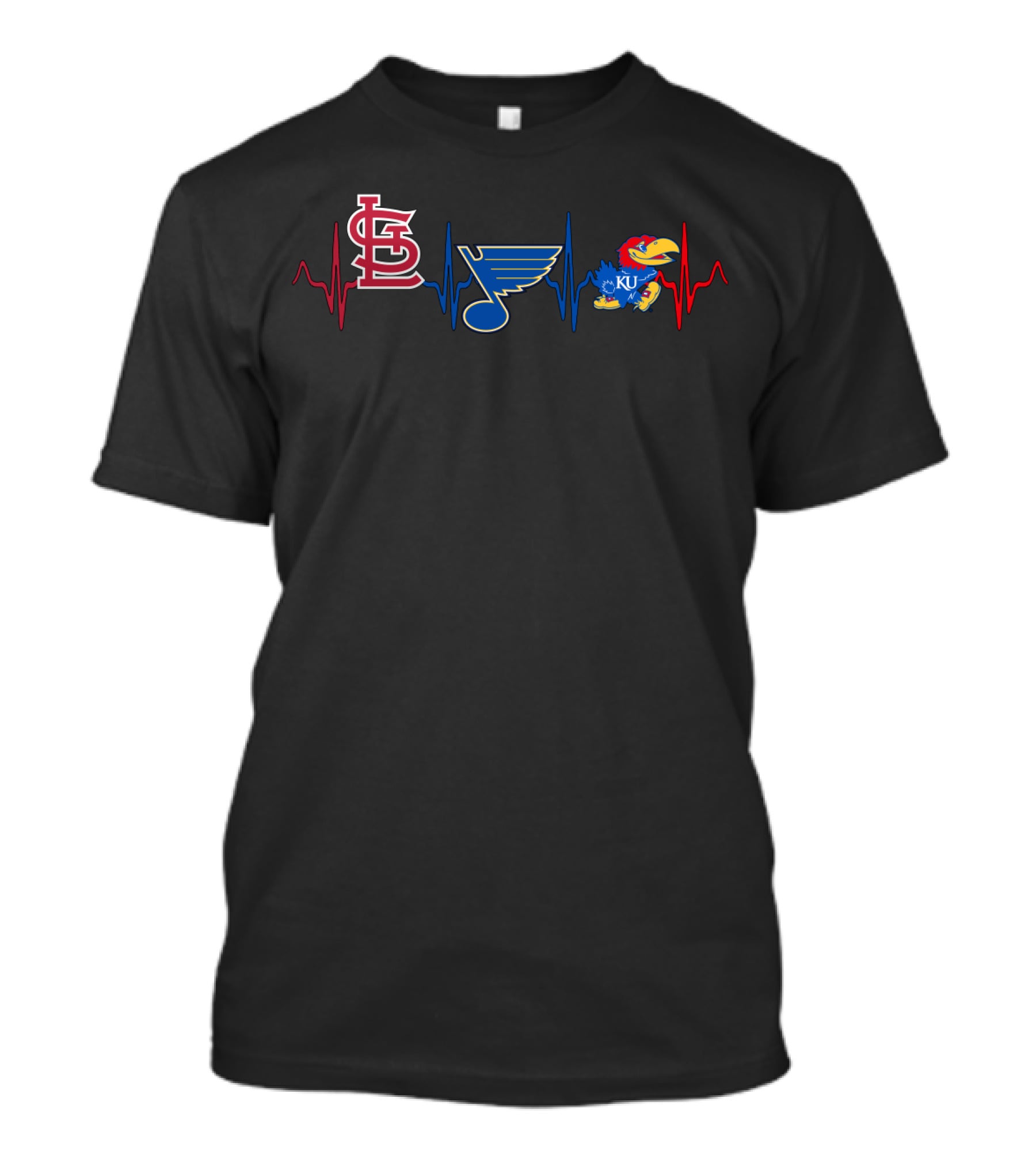 Stcardinals Blues Ku Heartbeat T-Shirt