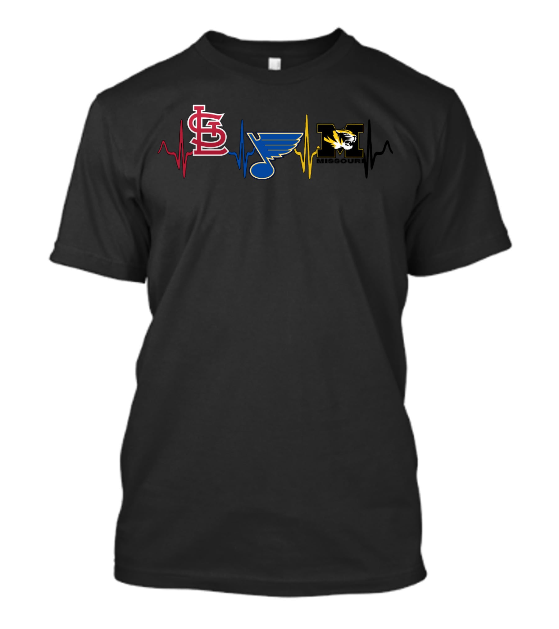 Stcardinals Blues Missouri Tigers Heartbeat T-Shirt