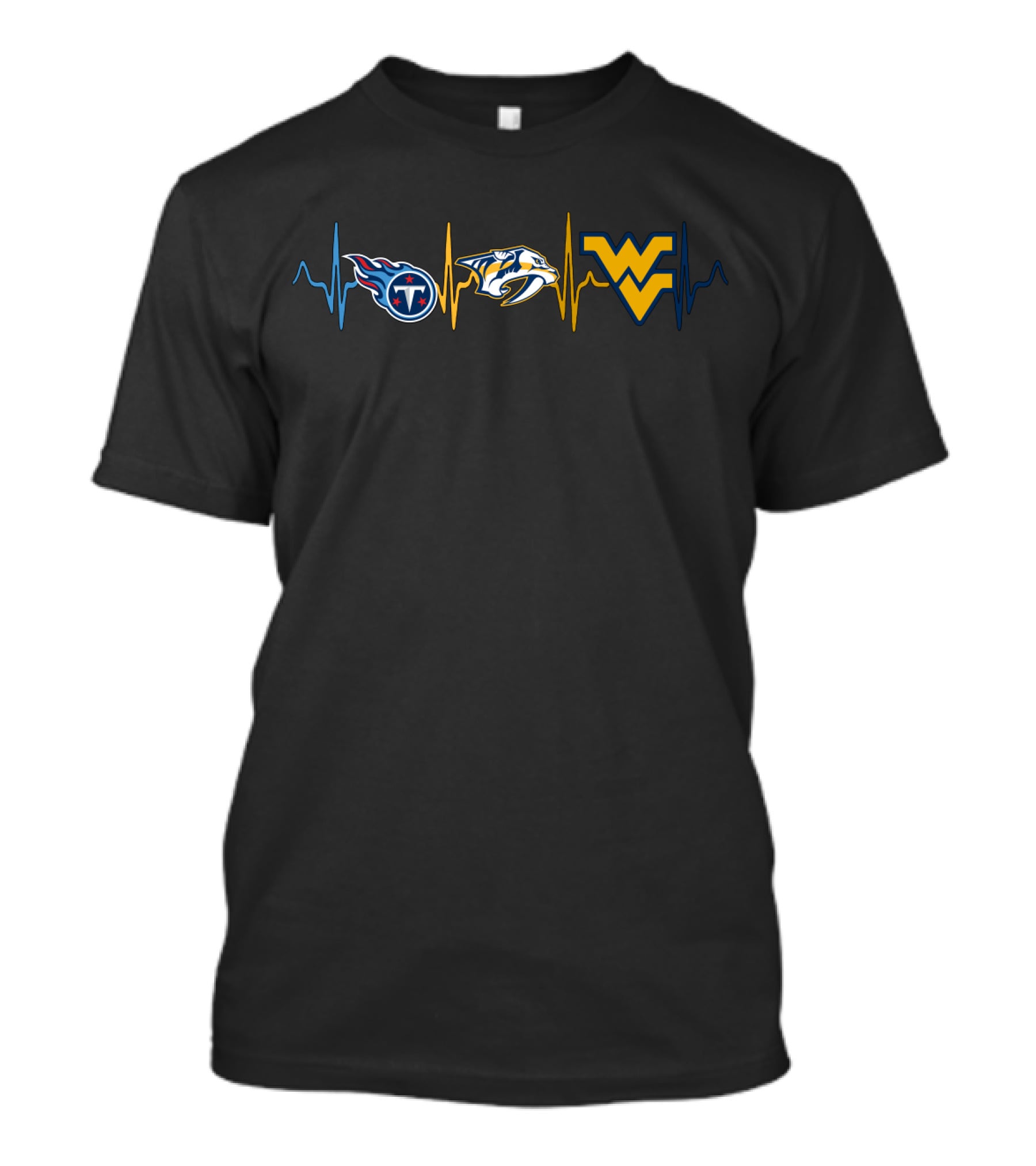 Tennessee Titans Nashville Predators West Virginia Mountaineers Heartbeat T-Shirt