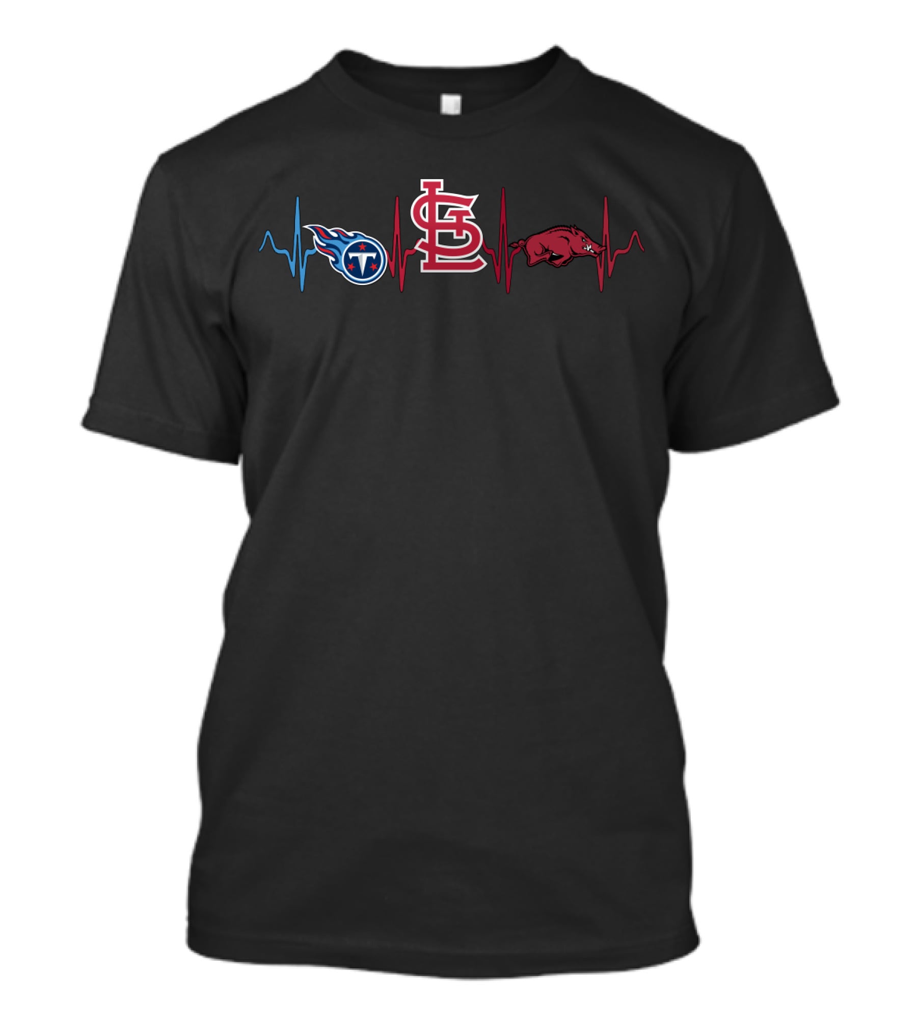 Love Titans Stl Cardinals Ar Razorbacks Heartbeat T-Shirt