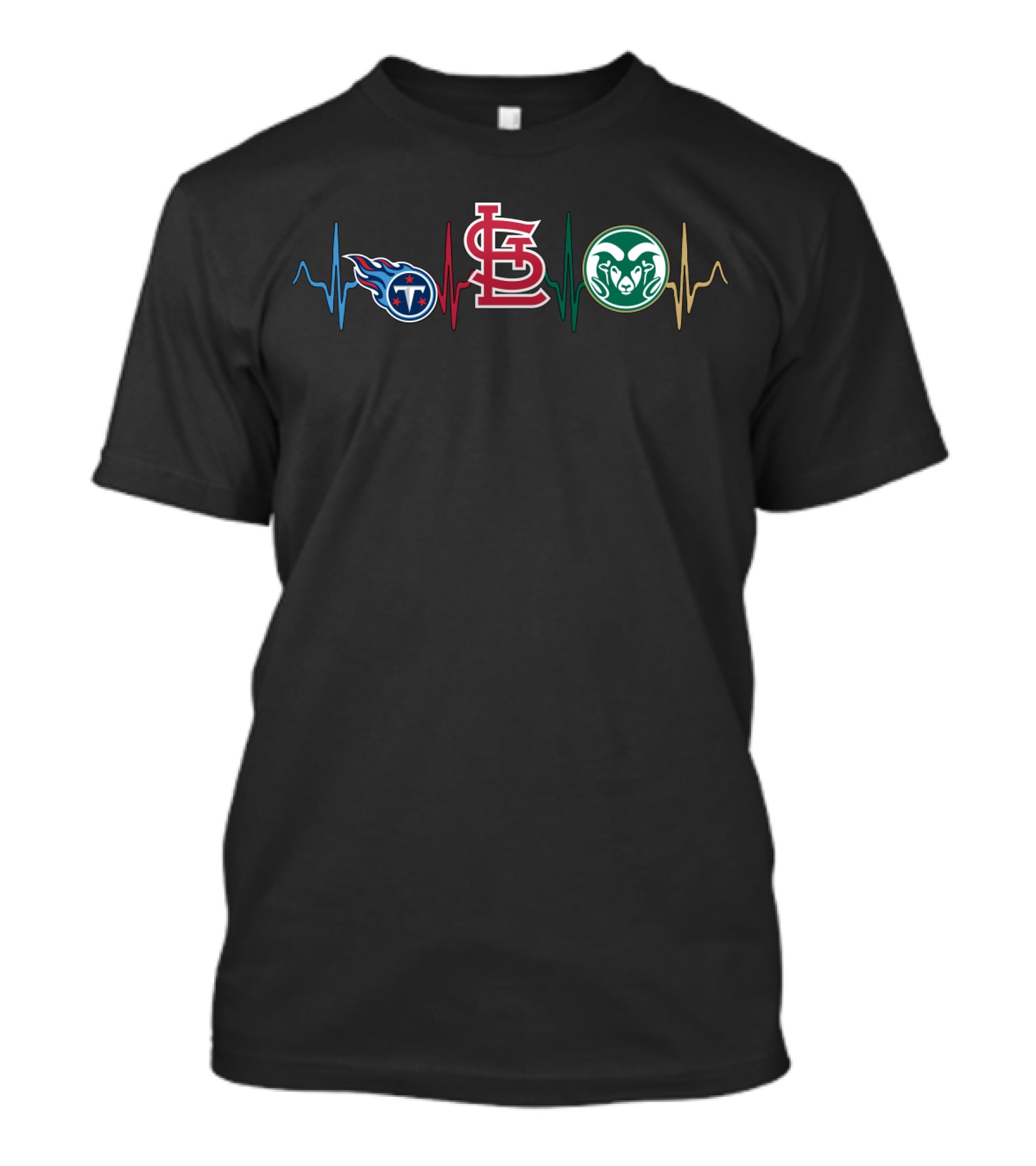 Tennessee Titans St. Louis Cardinals Colorado State Rams Heartbeat T-Shirt