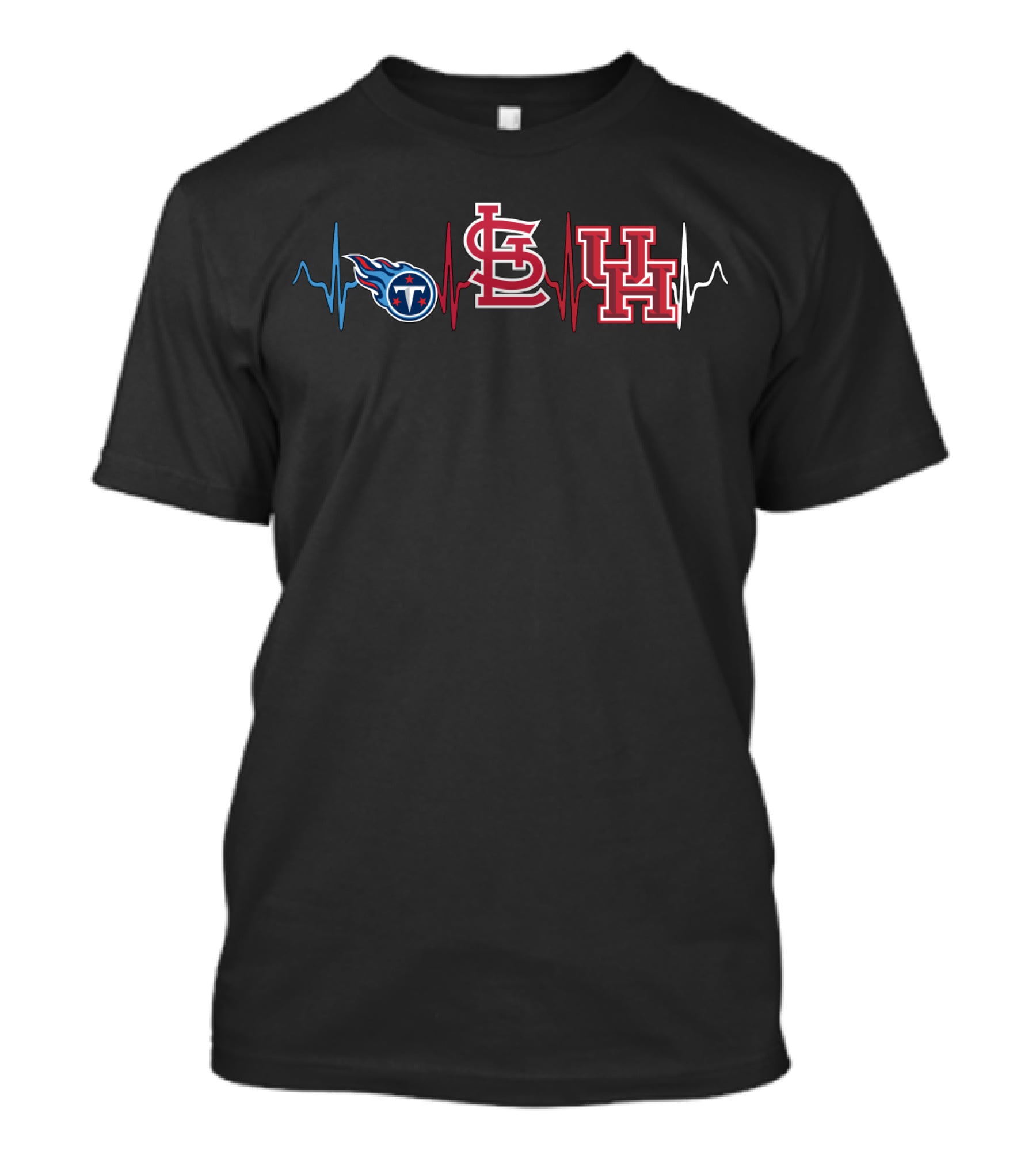 Titans St. Louis Cardinals Houston Cougars Heartbeat Logo Combination T-Shirt