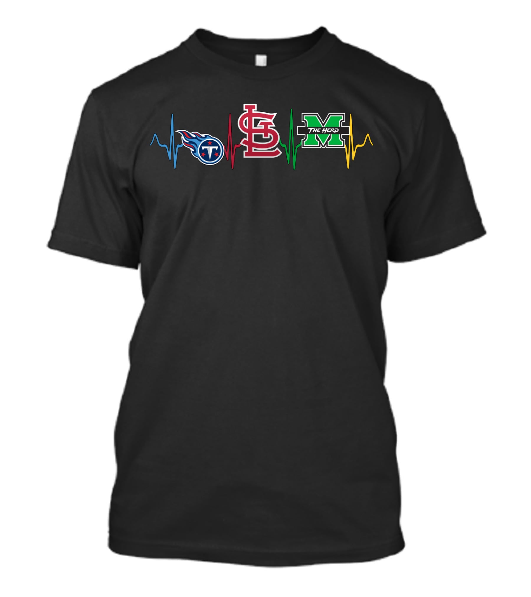 Love Titans St. Louis Cardinals Marshall The Herd Heartbeat T-Shirt