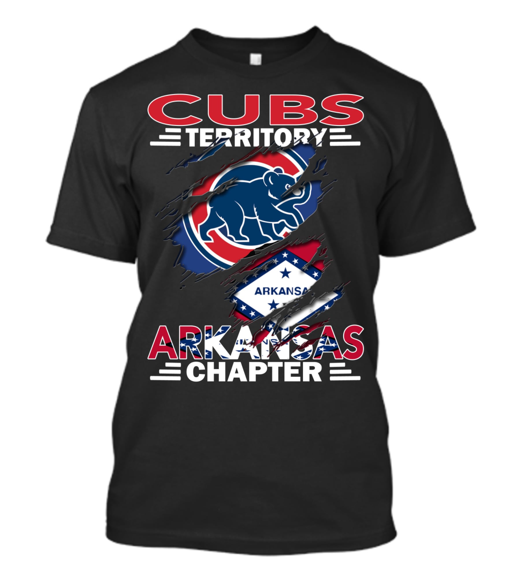 Cubs Territory Arkansas Chapter Logo With Bear And Flag Elements T-Shirt