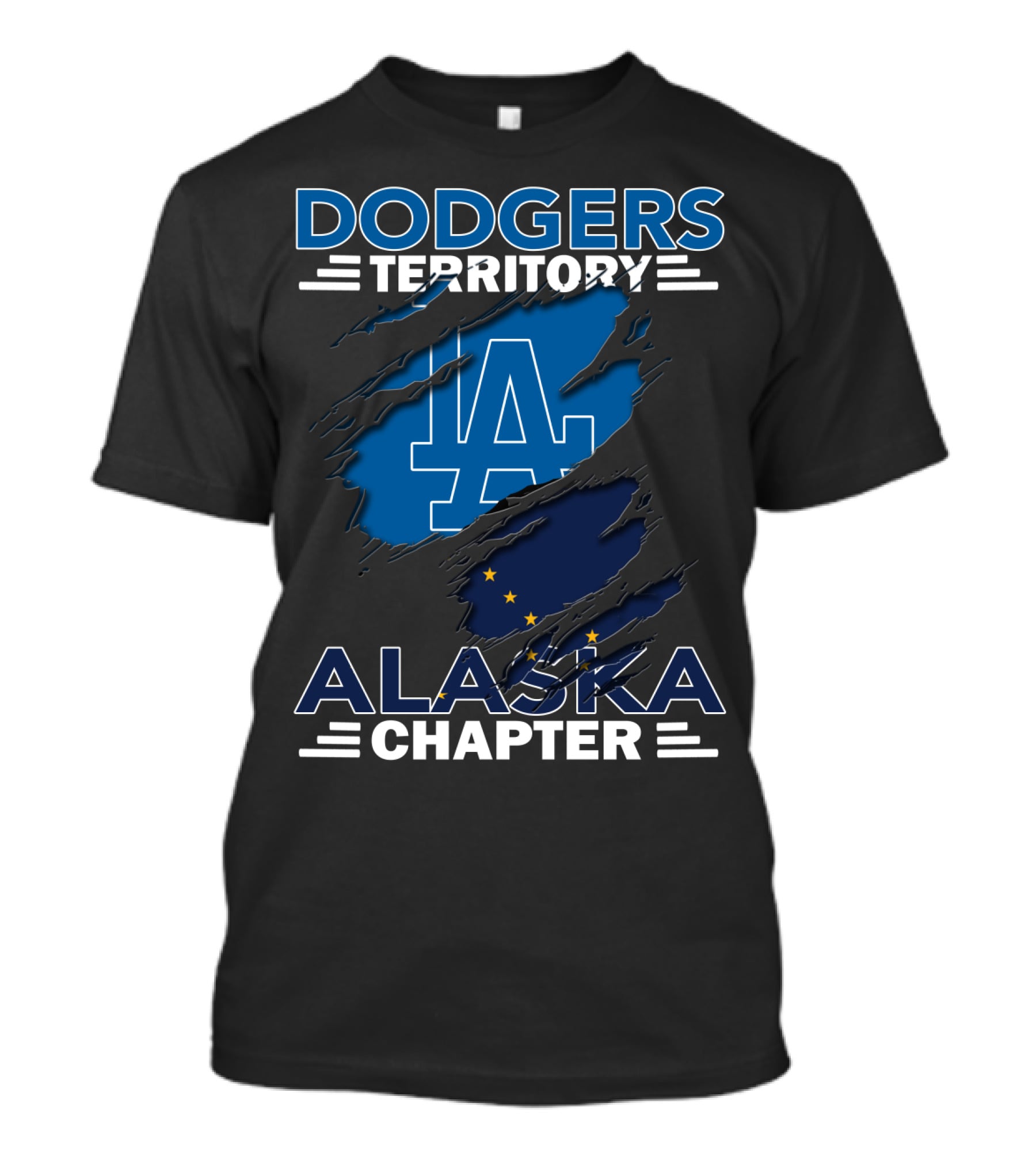 Dodgers Territory Alaska Chapter LA Logo With Alaska Flag T-Shirt