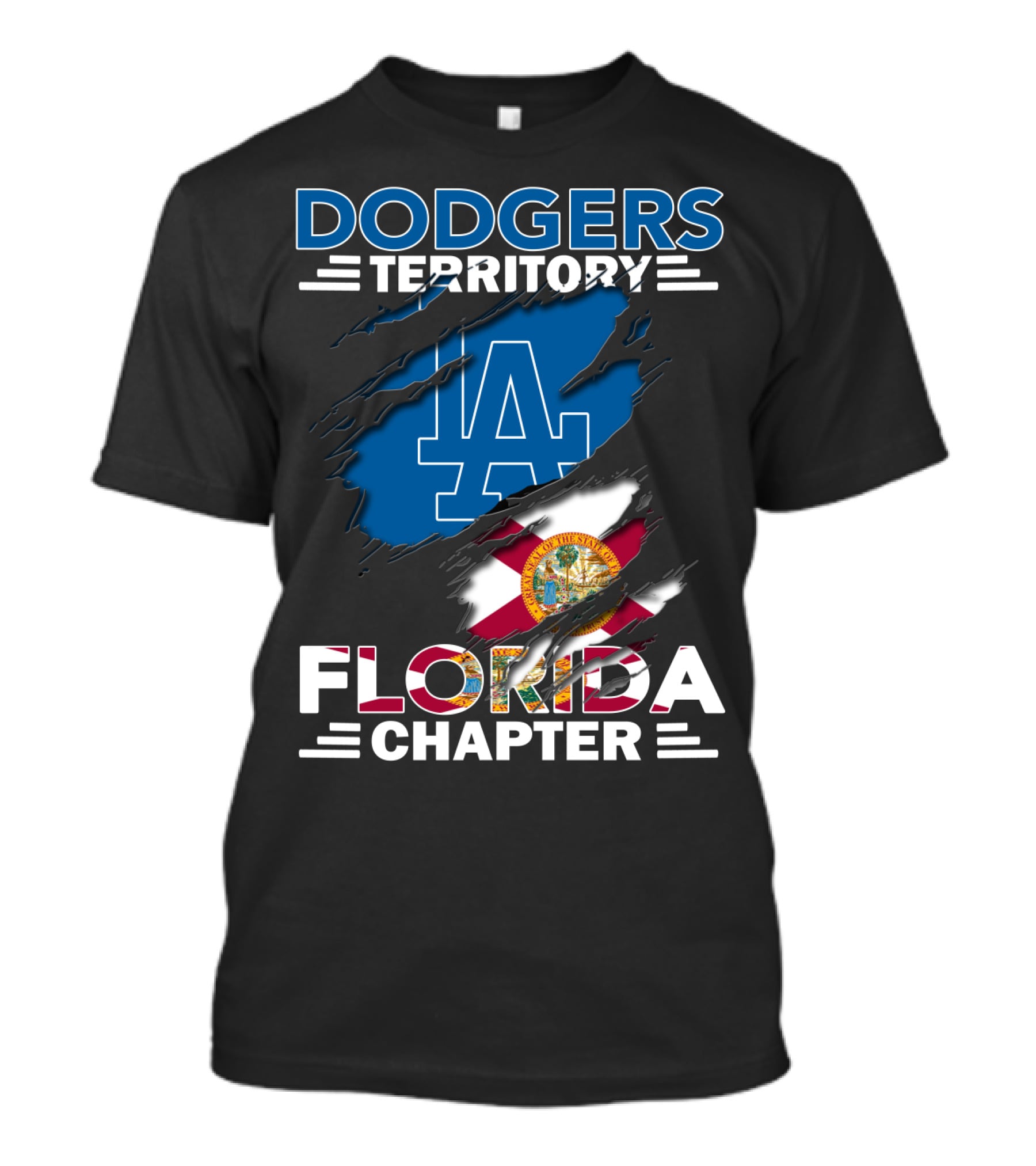 Dodgers Territory Florida Chapter LA Logo And Florida Flag T-Shirt