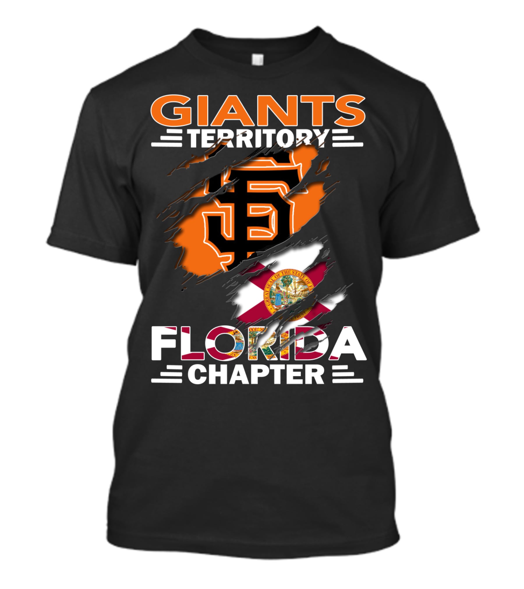 Giants Territory Florida Chapter Sf Logo And Florida Flag Fusion T-Shirt