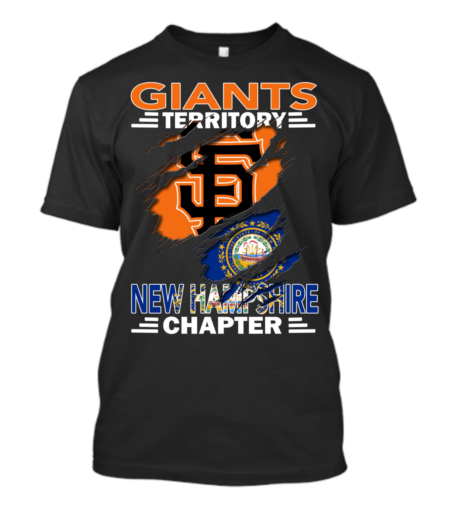 Giants Territory New Hampshire Chapter Sf Logo And State Flag T-Shirt