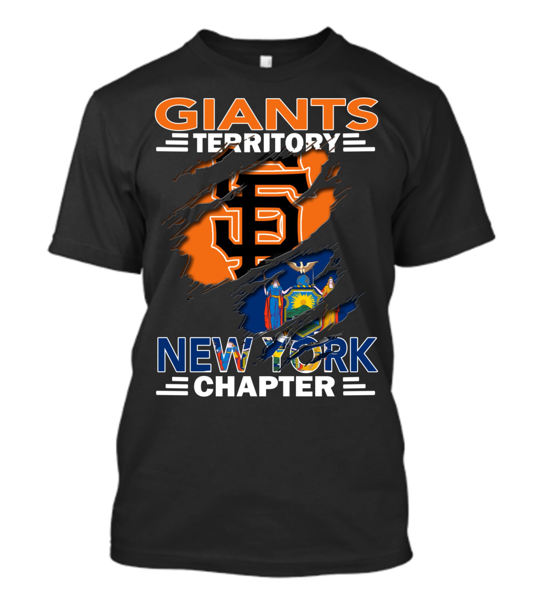 Giants Territory New York Chapter San Francisco Giants Logo And New York State Flag T-Shirt