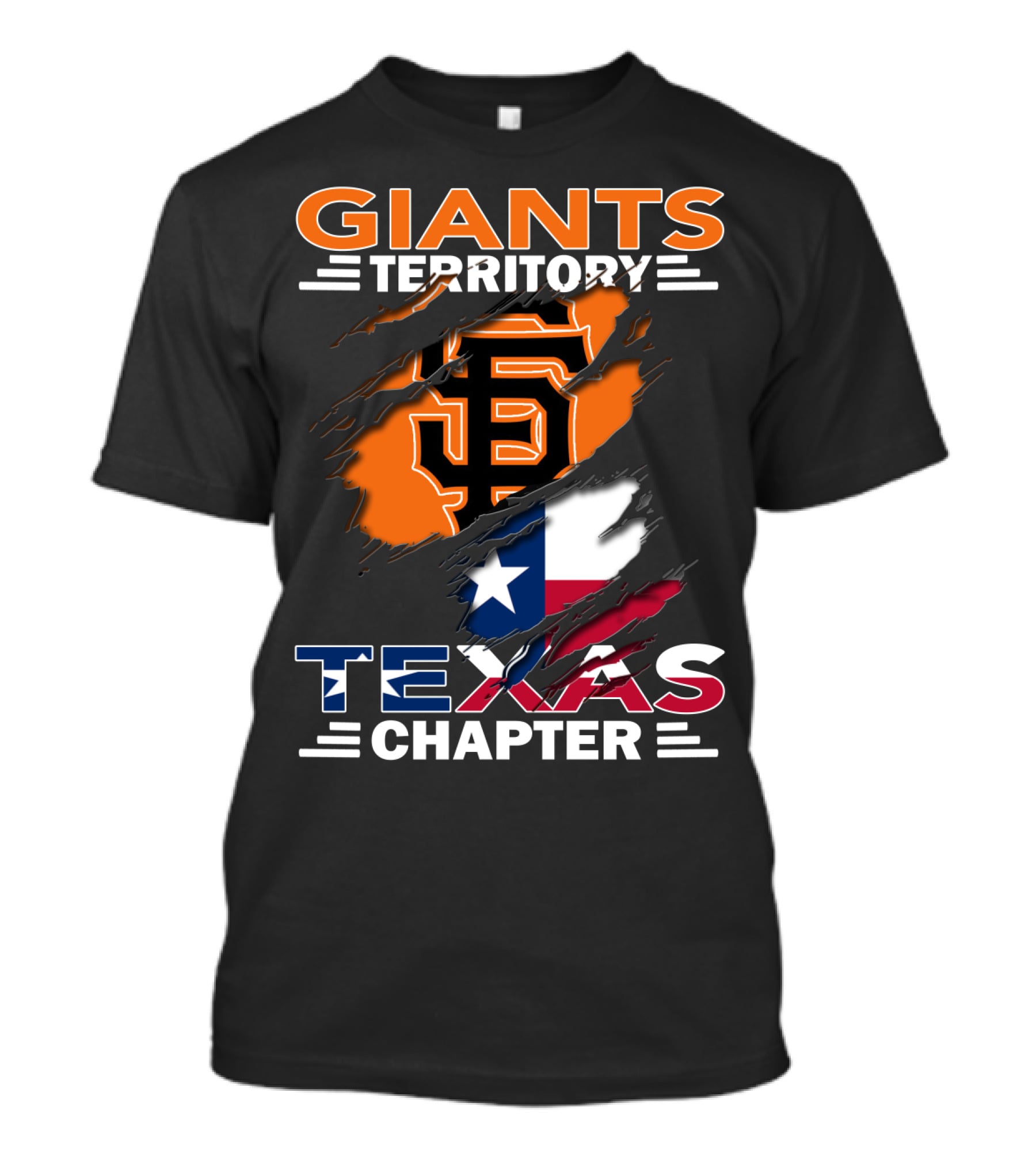 Giants Territory Sf Logo With Texas Flag Texas Chapter T-Shirt