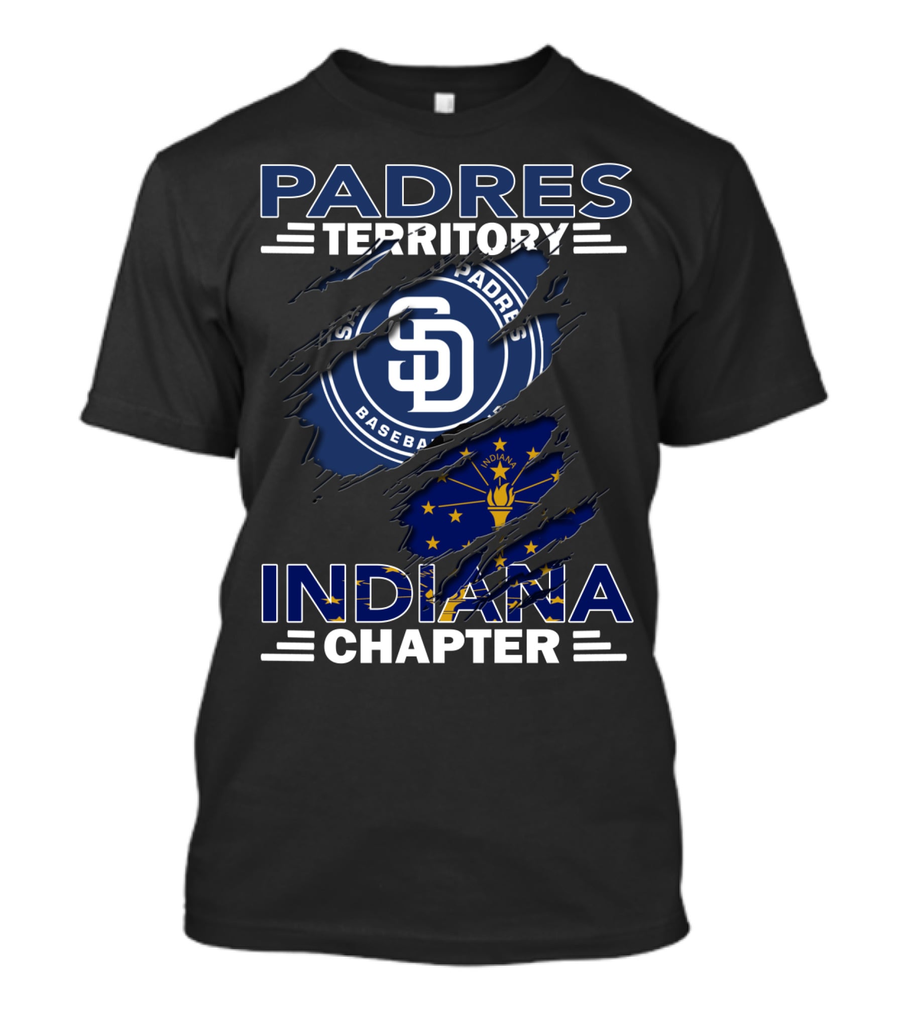 Padres Territory Indiana Chapter San Diego Baseball Indiana Flag T-Shirt