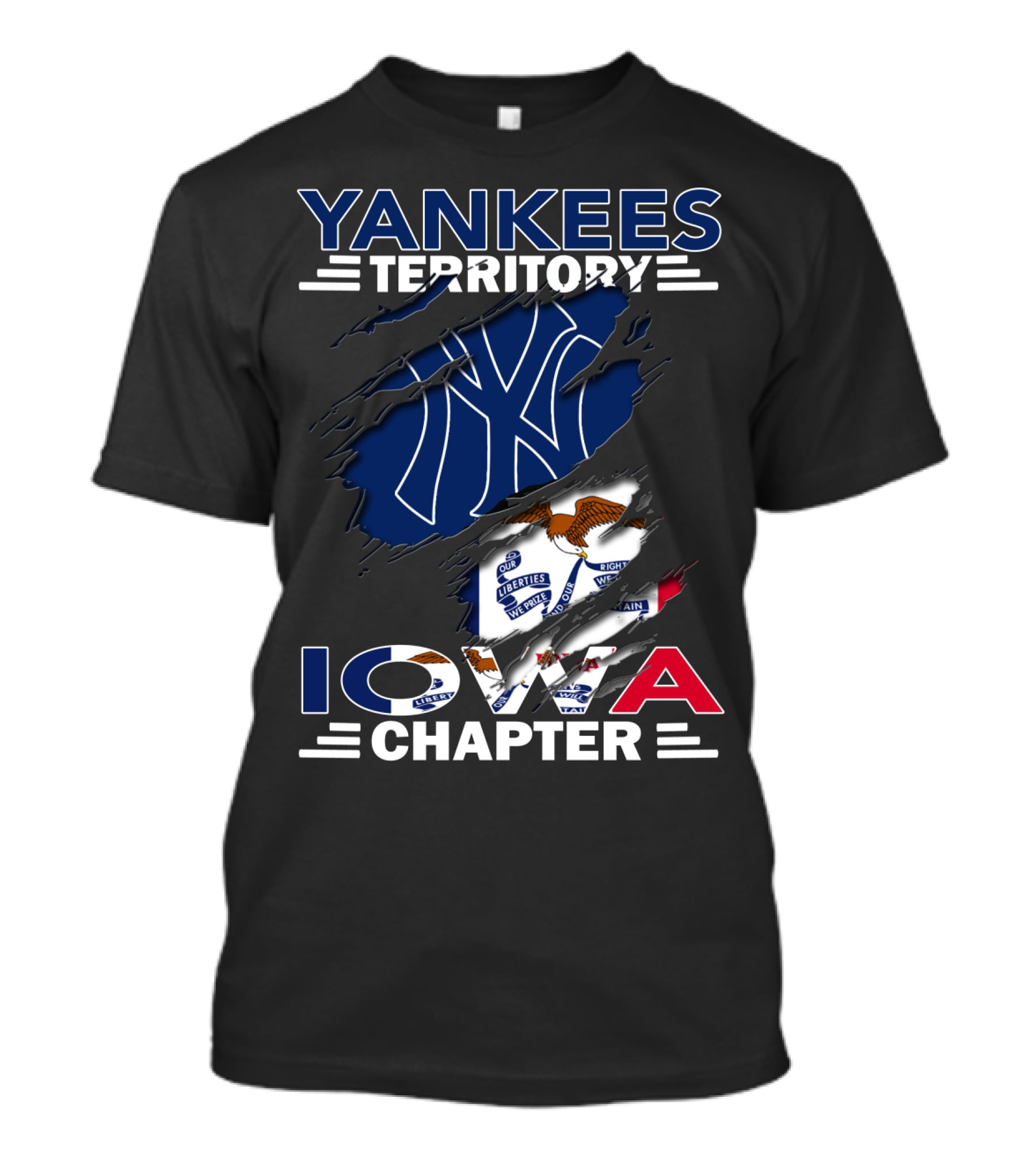 Yankees Territory Iowa Chapter New York Yankees Logo And Iowa Flag Elements T-Shirt