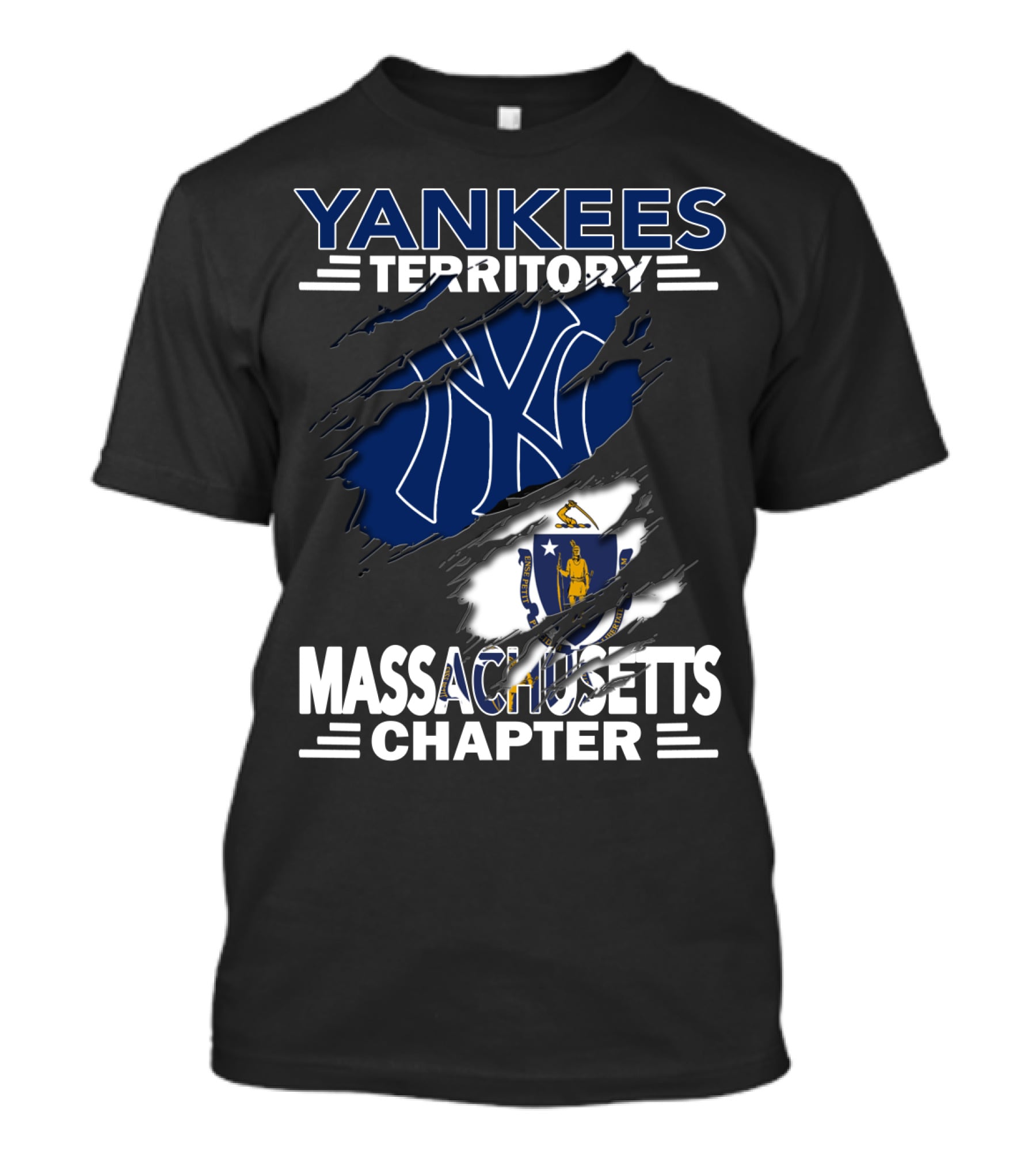 Yankees Territory Massachusetts Chapter NY Emblem State Flag Integration T-Shirt