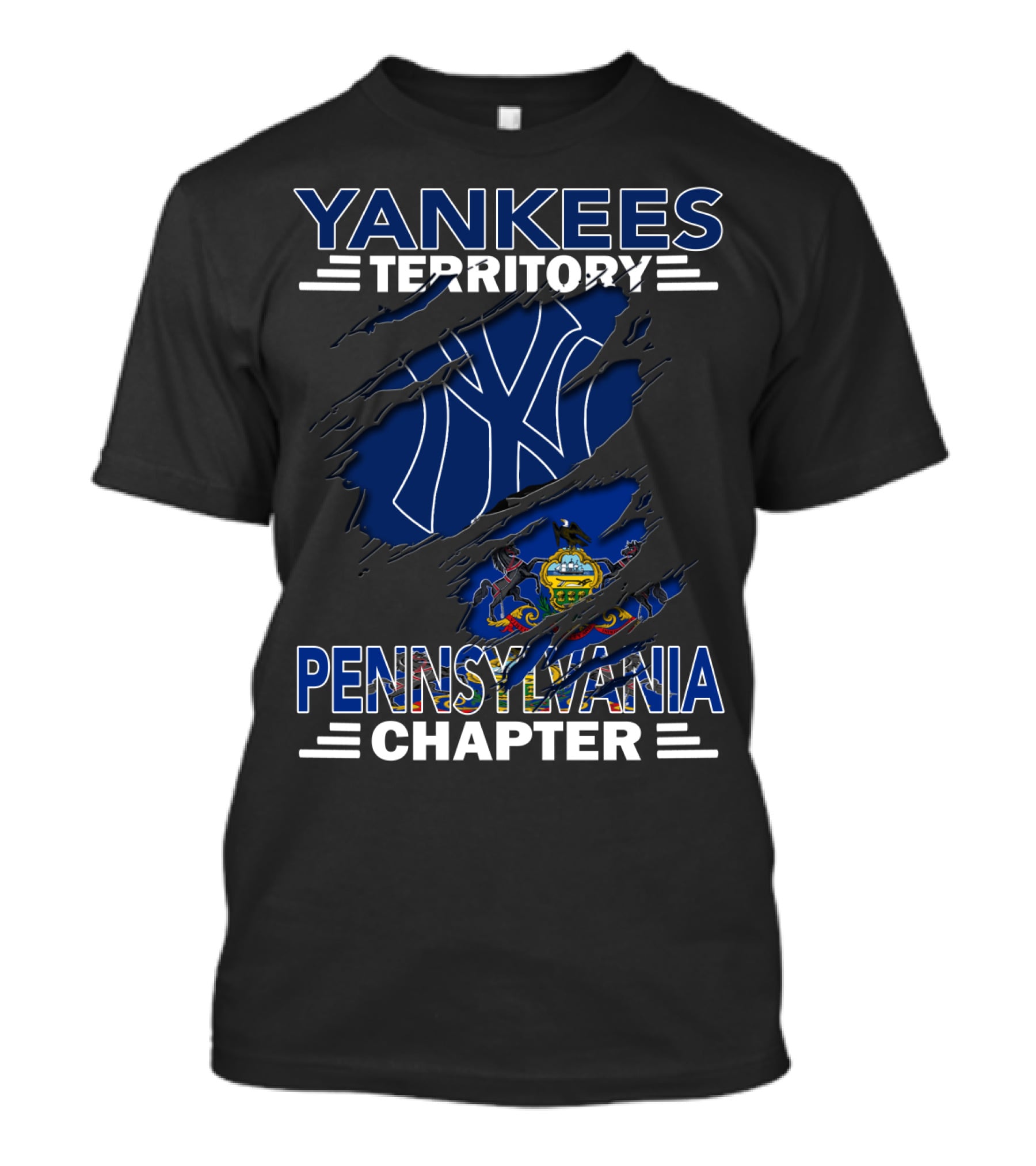 Yankees Territory Pennsylvania Chapter Yankees Logo And Pennsylvania Flag T-Shirt