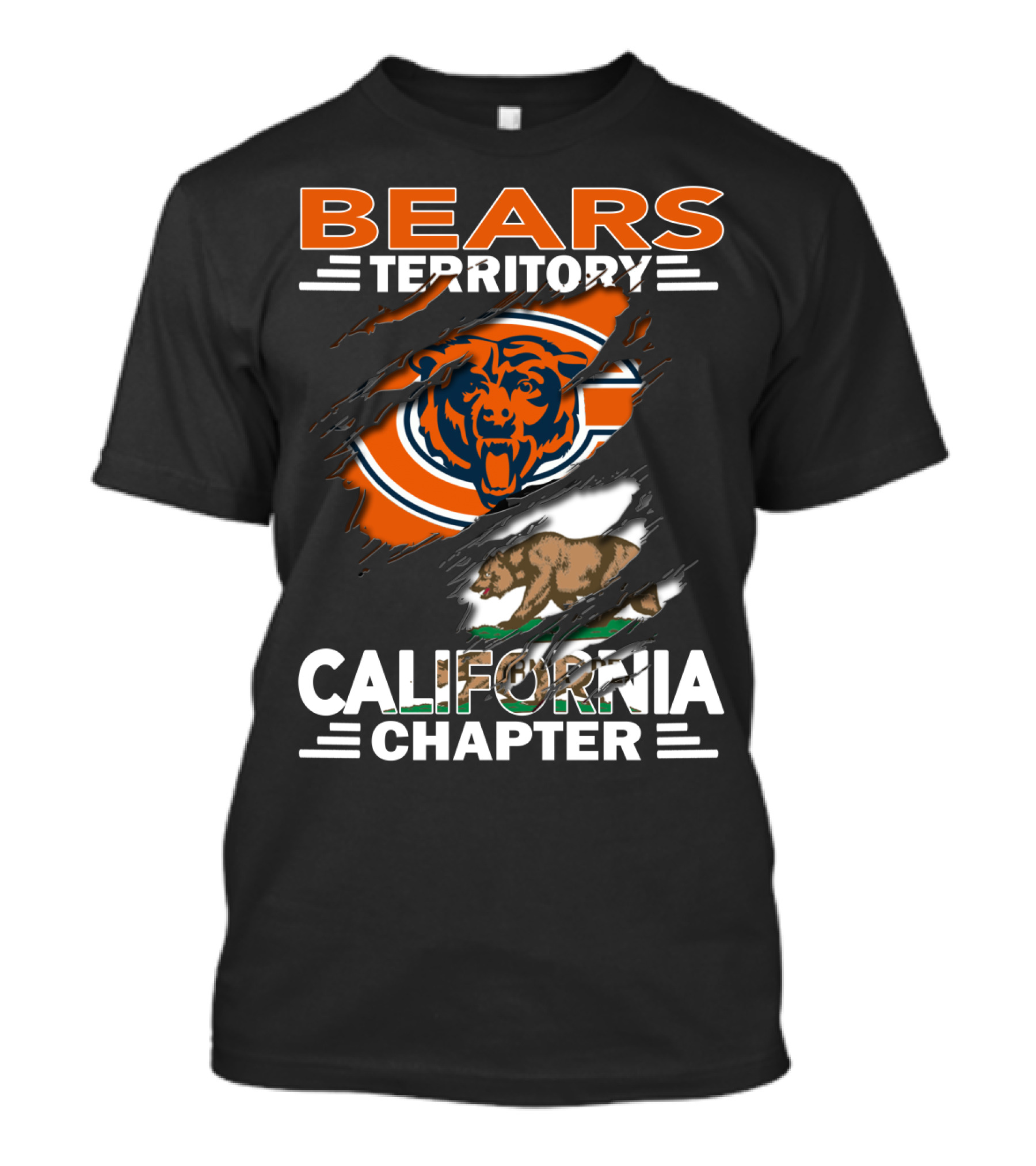 Bears Territory California Chapter Chicago Bears Logo And California State Bear T-Shirt