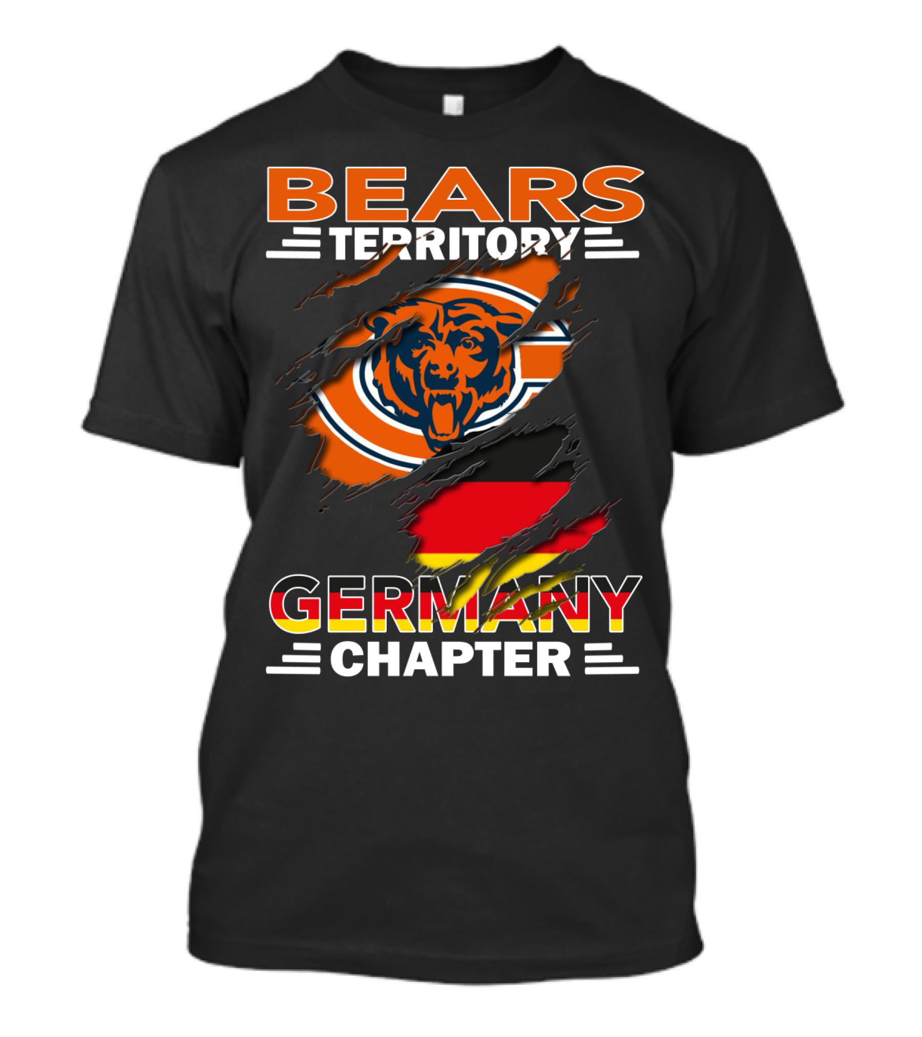 BEARS TERRITORY GERMANY CHAPTER CHICAGO BEARS LOGO GERMAN FLAG T-Shirt