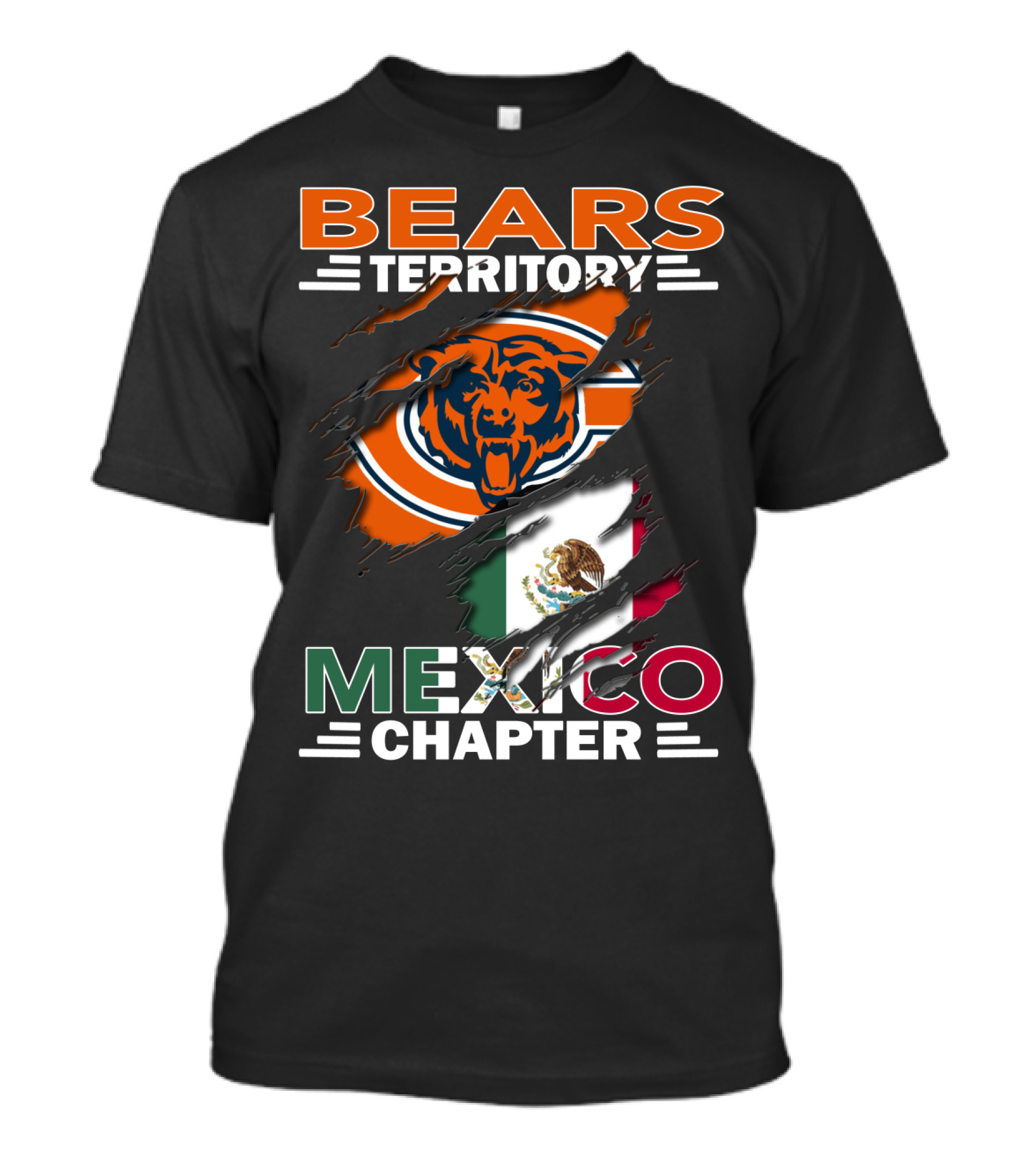 Bears Territory Mexico Chapter Chicago Bears Logo Mexican Flag T-Shirt