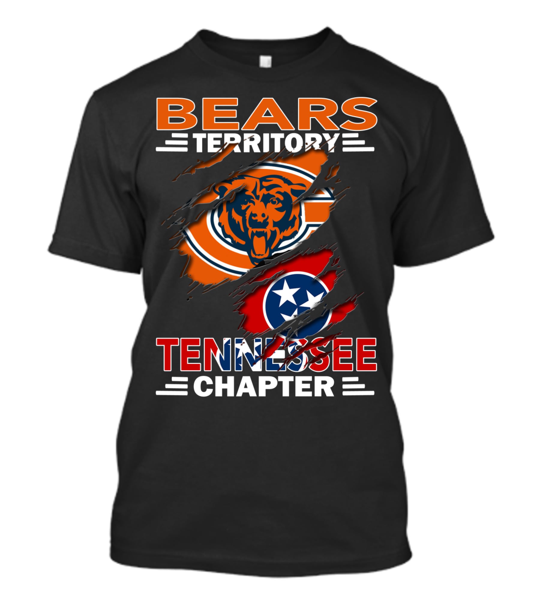 Bears Territory Tennessee Chapter Chicago Bears Tennessee Flag T-Shirt