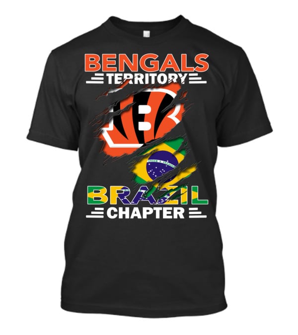 Bengals Territory Brazil Chapter NFL Fan Club Brazilian Flag And Football T-Shirt