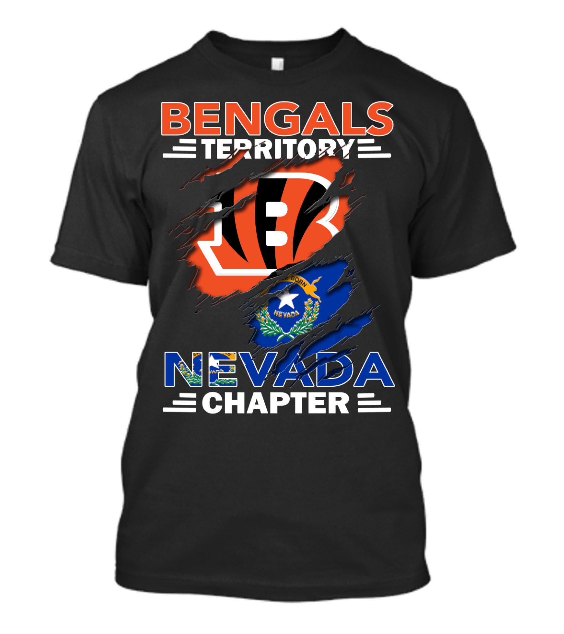 Bengals Territory Nevada Chapter Bengals Logo Nevada Flag T-Shirt