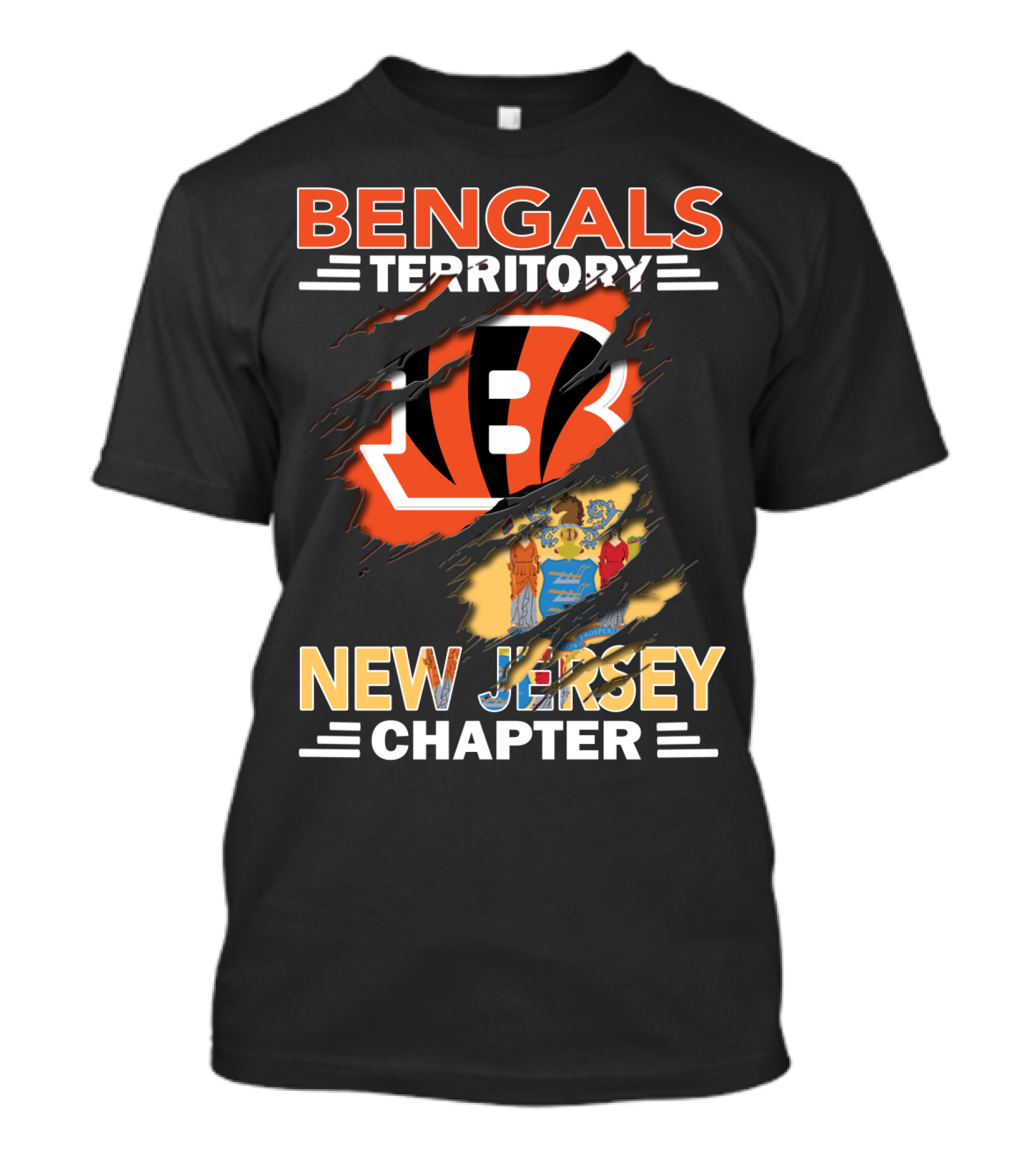 Bengals Territory New Jersey Chapter Logo And State Flag T-Shirt