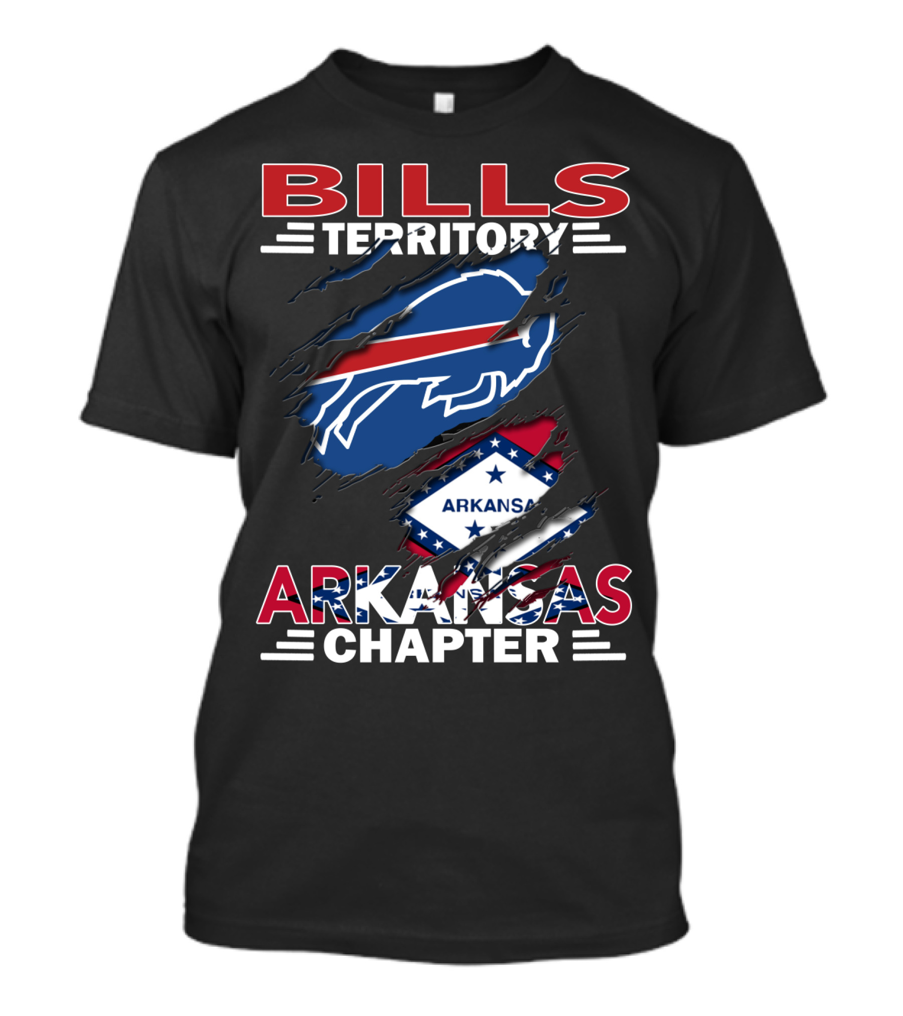 Bills Territory Arkansas Chapter Buffalo Logo And State Flag T-Shirt
