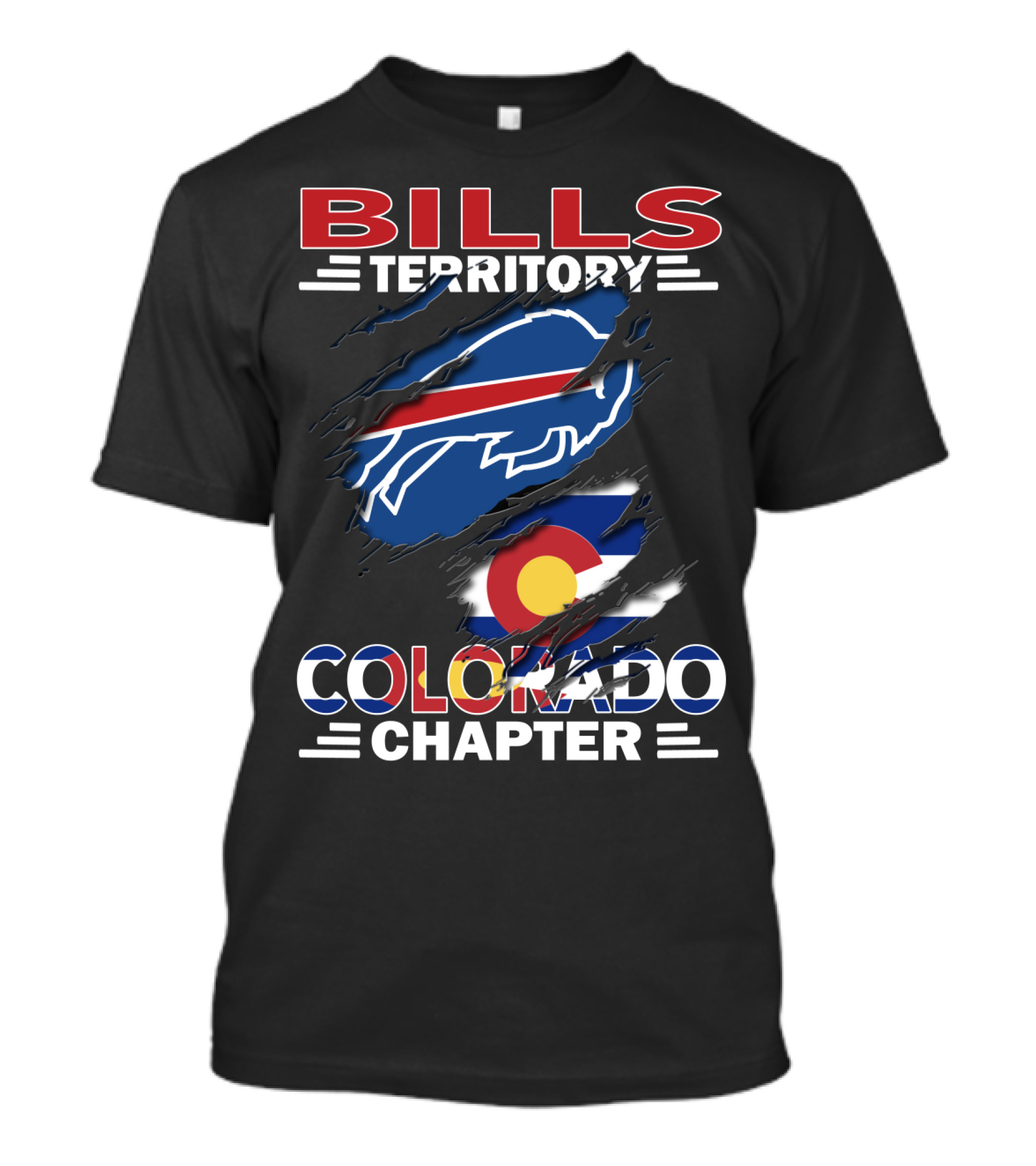 Bills Territory Colorado Chapter Buffalo Team Flag T-Shirt