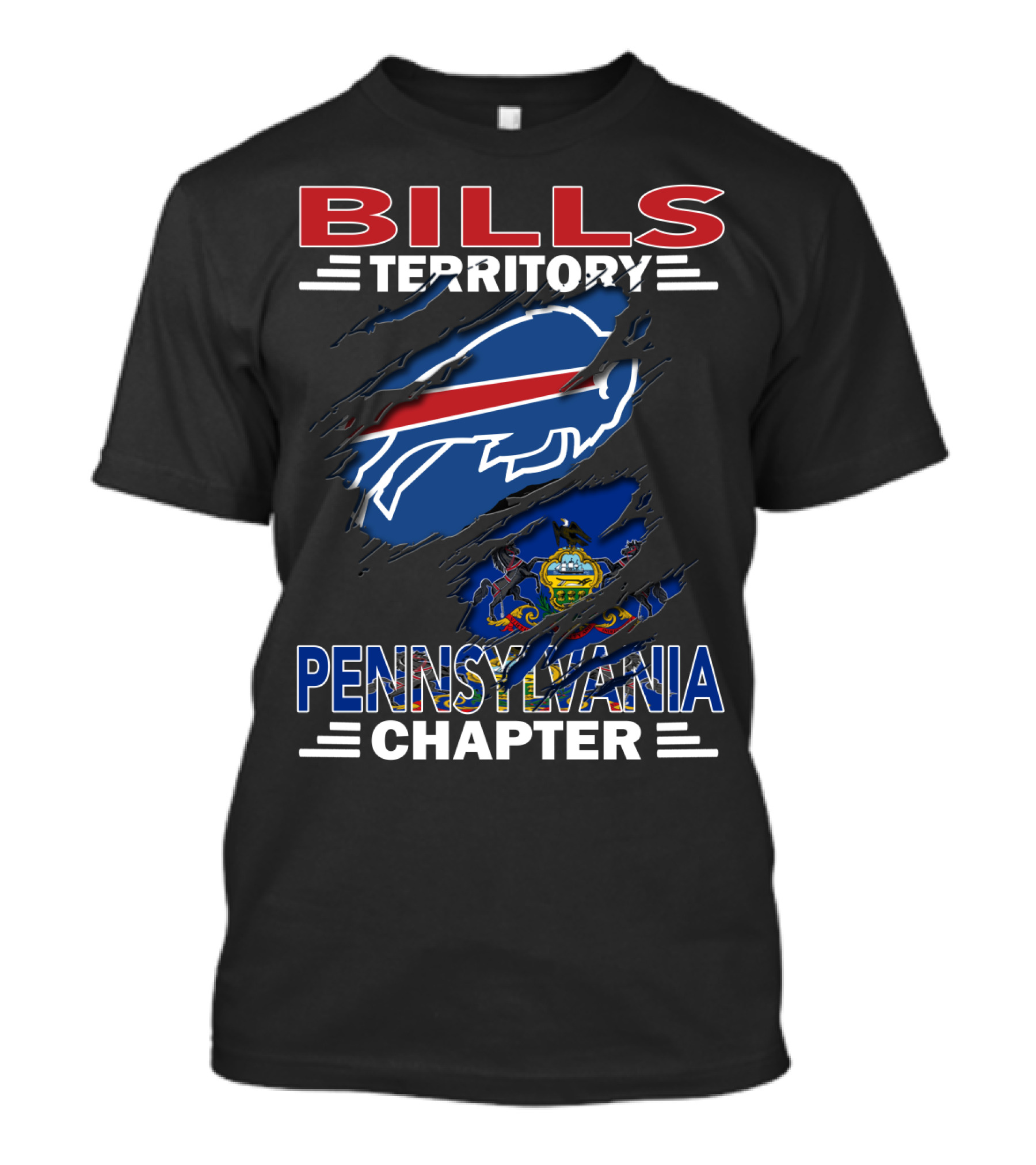 Bills Territory Pennsylvania Chapter Buffalo Bills Logo Ripped T-Shirt