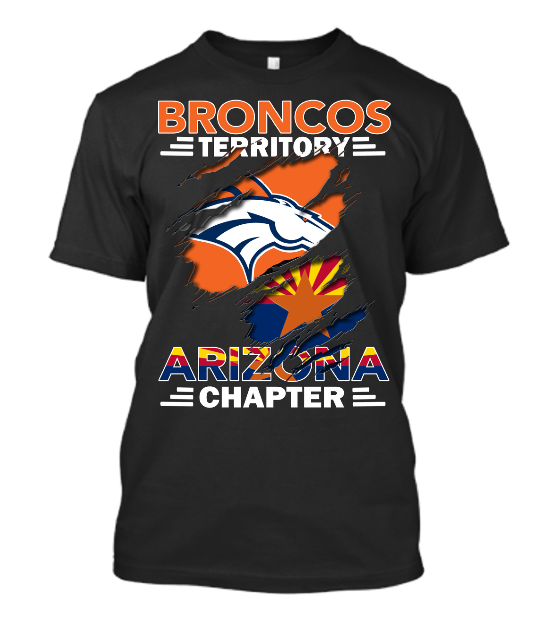 Broncos Territory Arizona Chapter Denver Football Fan Club Logo State Flag T-Shirt
