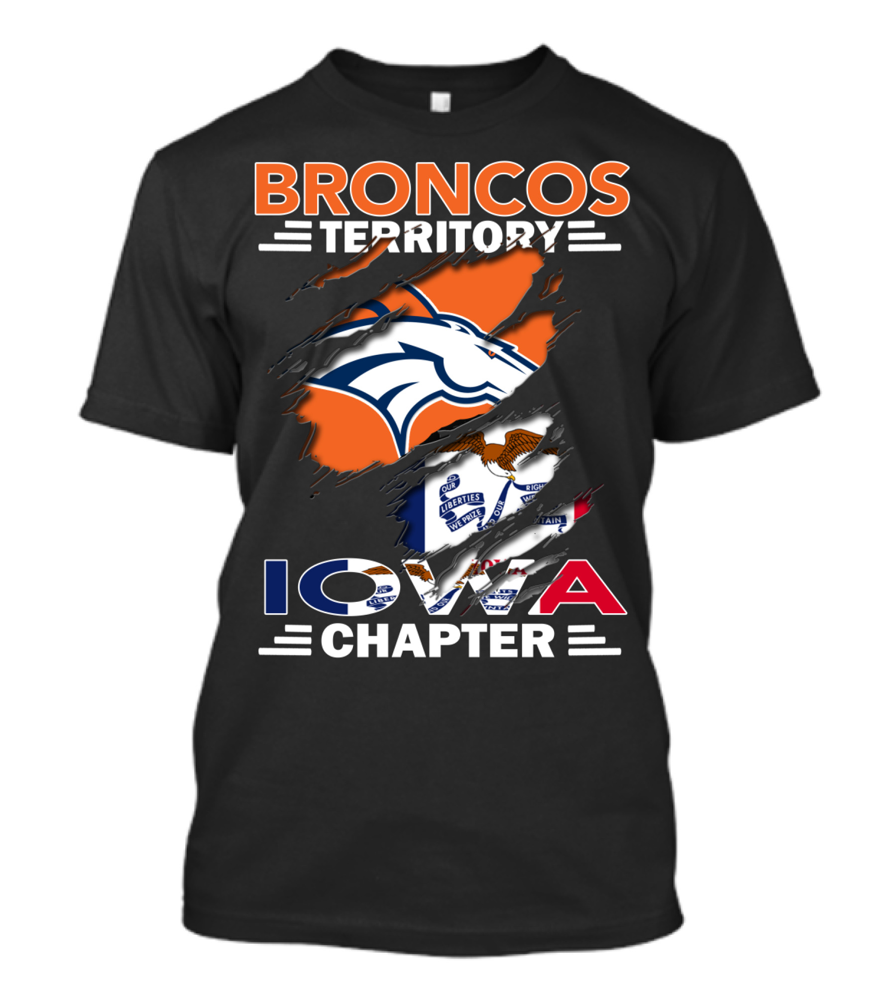 Broncos Territory Iowa Chapter NFL Football Fans T-Shirt