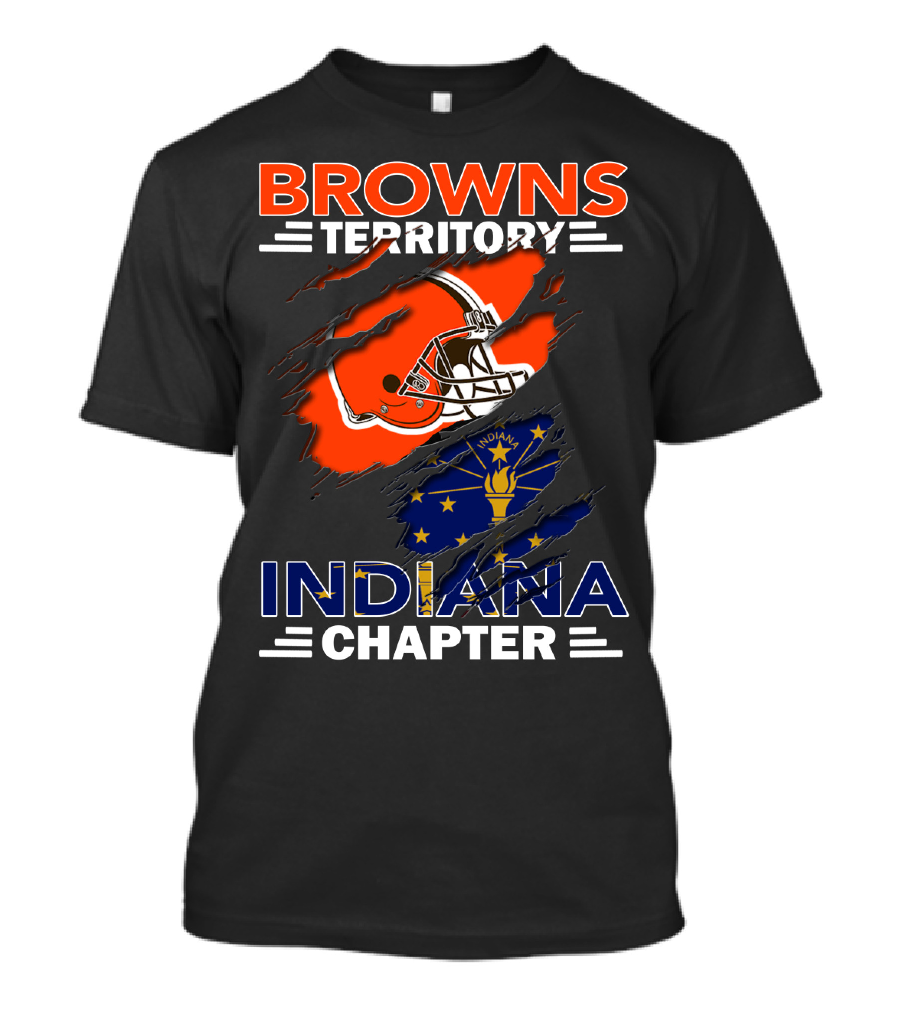 Browns Territory Indiana Chapter Helmet And Indiana Flag T-Shirt