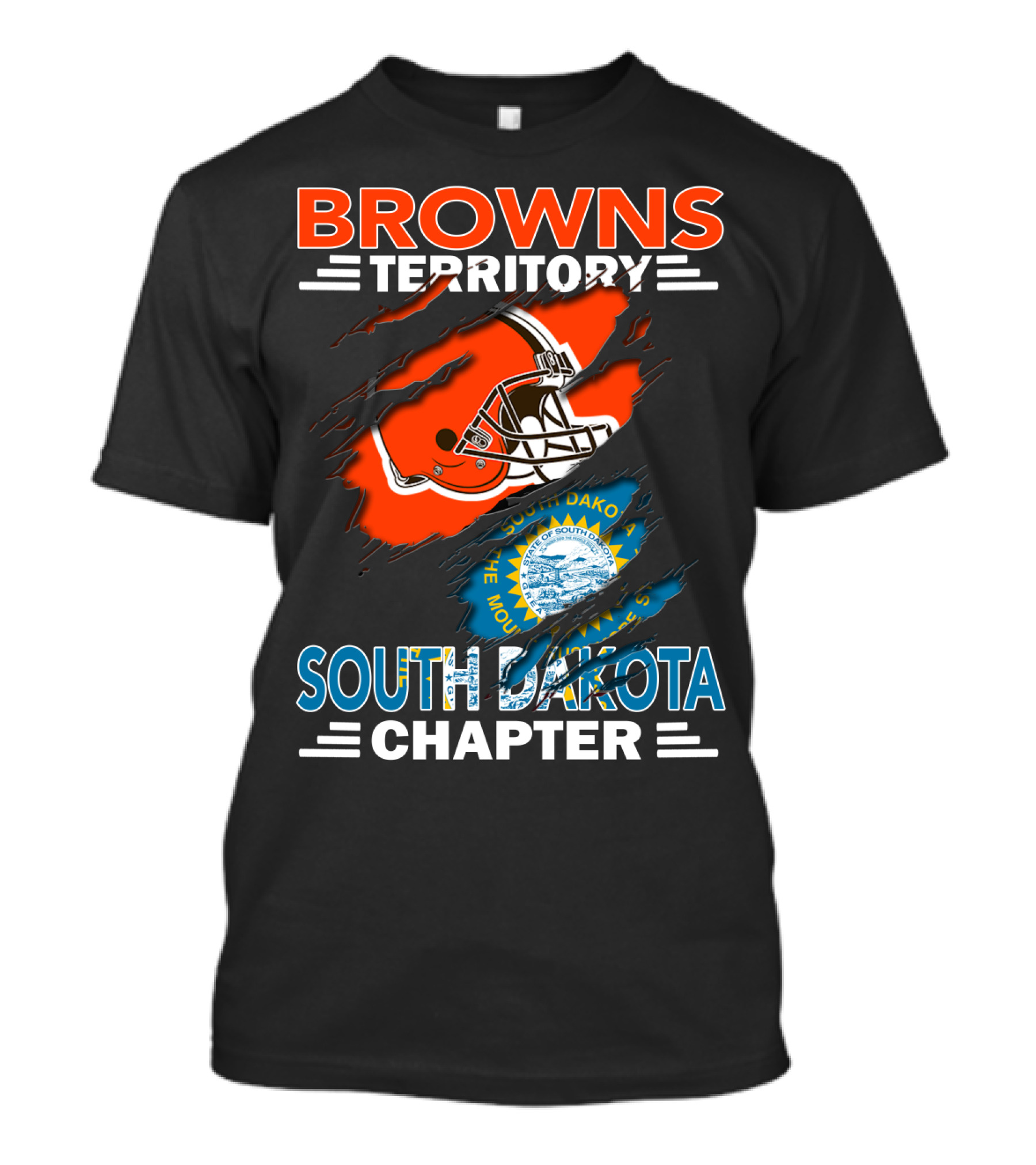 Browns Territory Football Helmet South Dakota Chapter State Seal T-Shirt