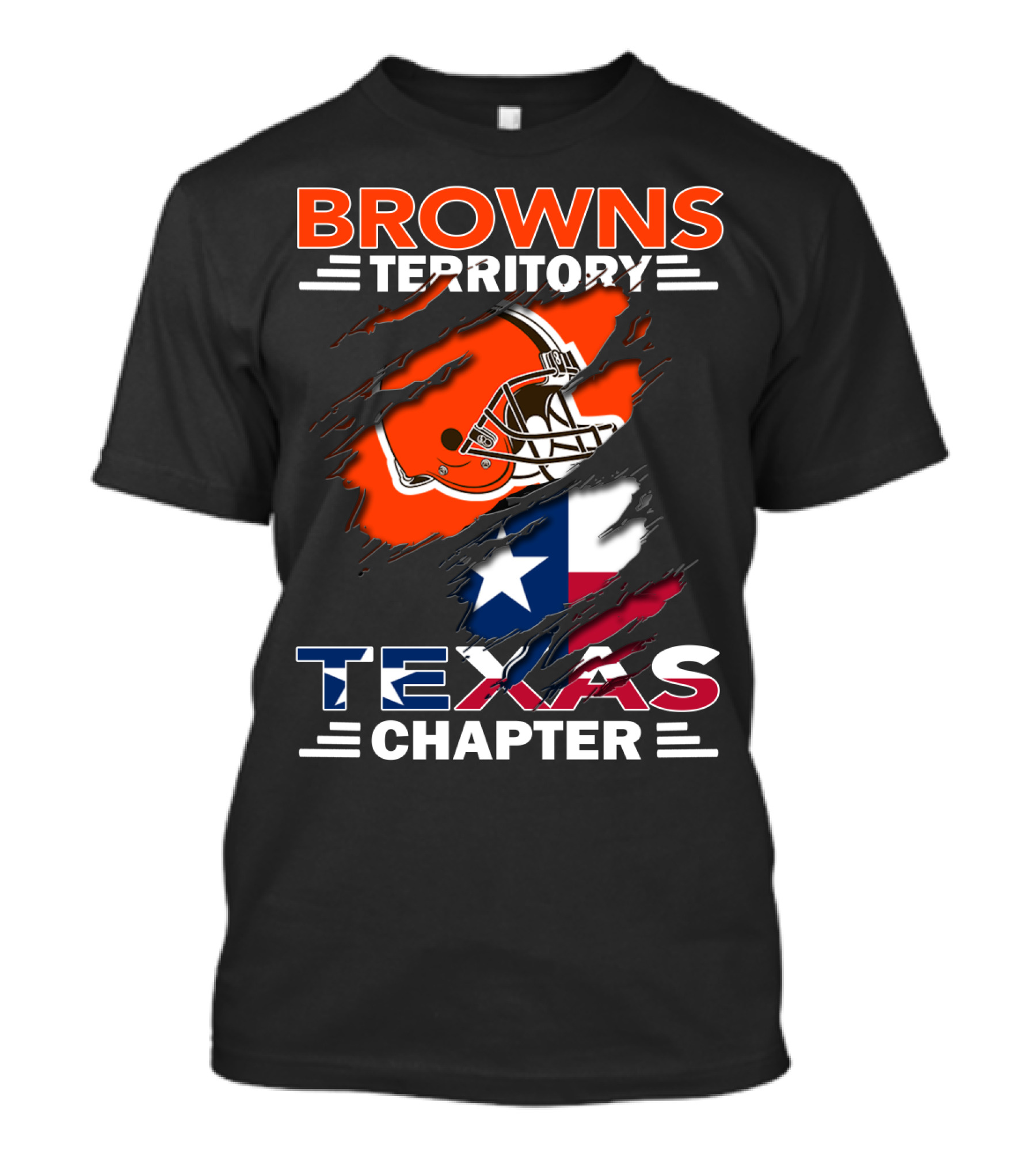 Browns Territory Texas Chapter Football Helmet And Texas Flag T-Shirt
