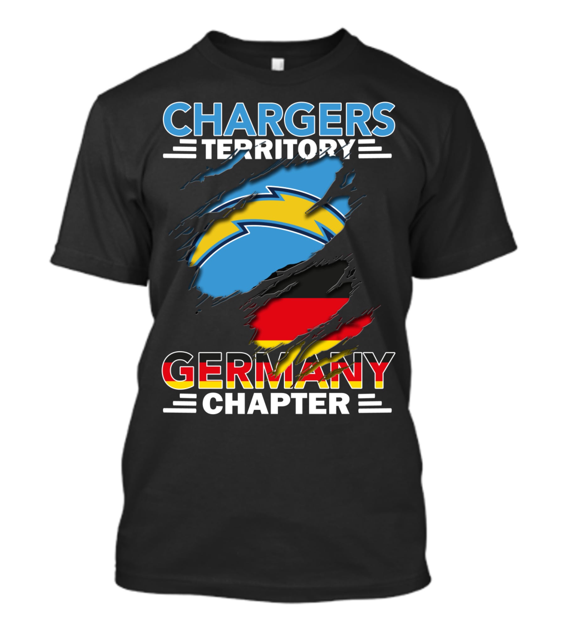 Chargers Territory Germany Chapter Germany Flag And Bolt T-Shirt