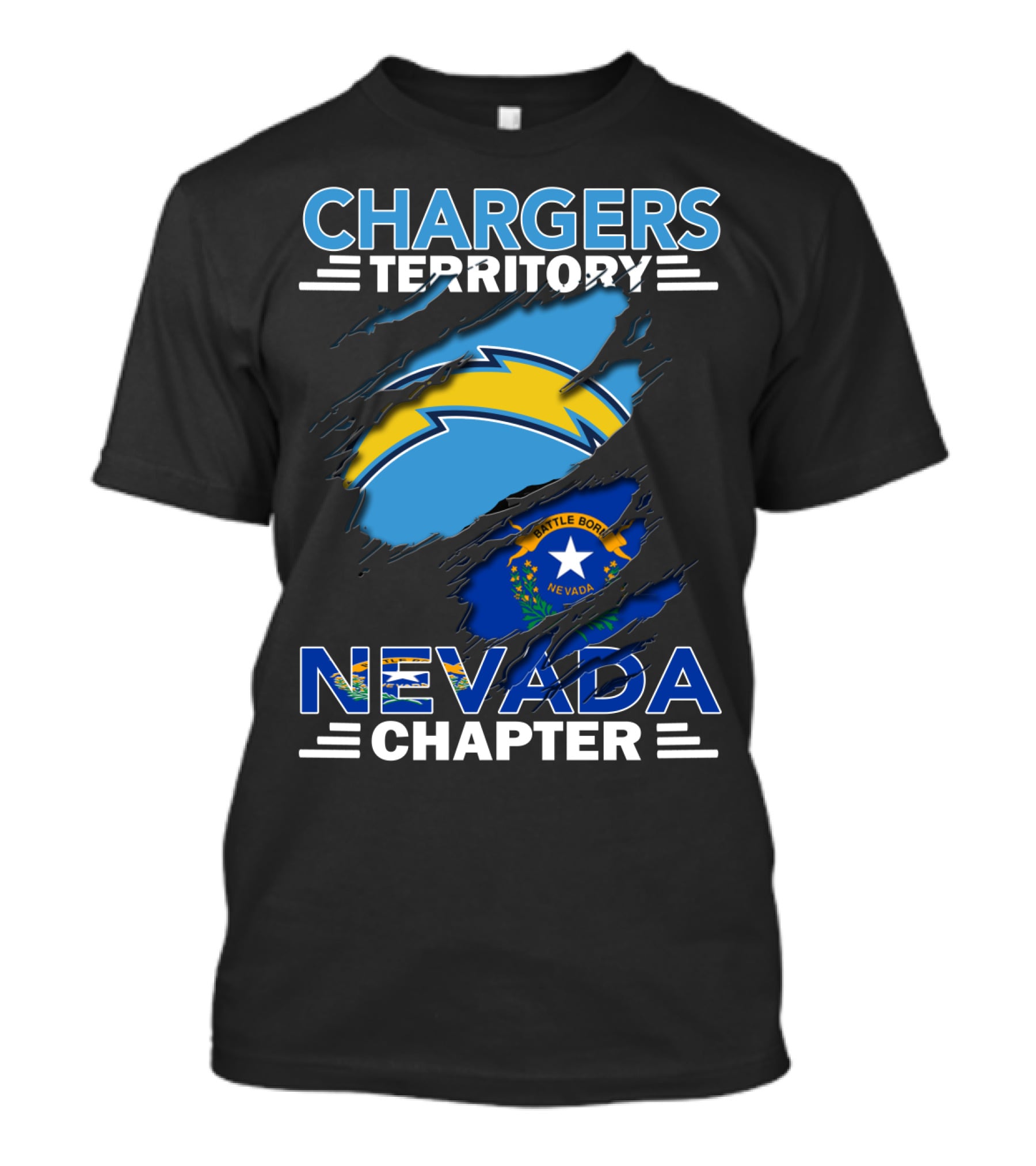 Chargers Territory Nevada Chapter Battle Born Flag Emblem T-Shirt