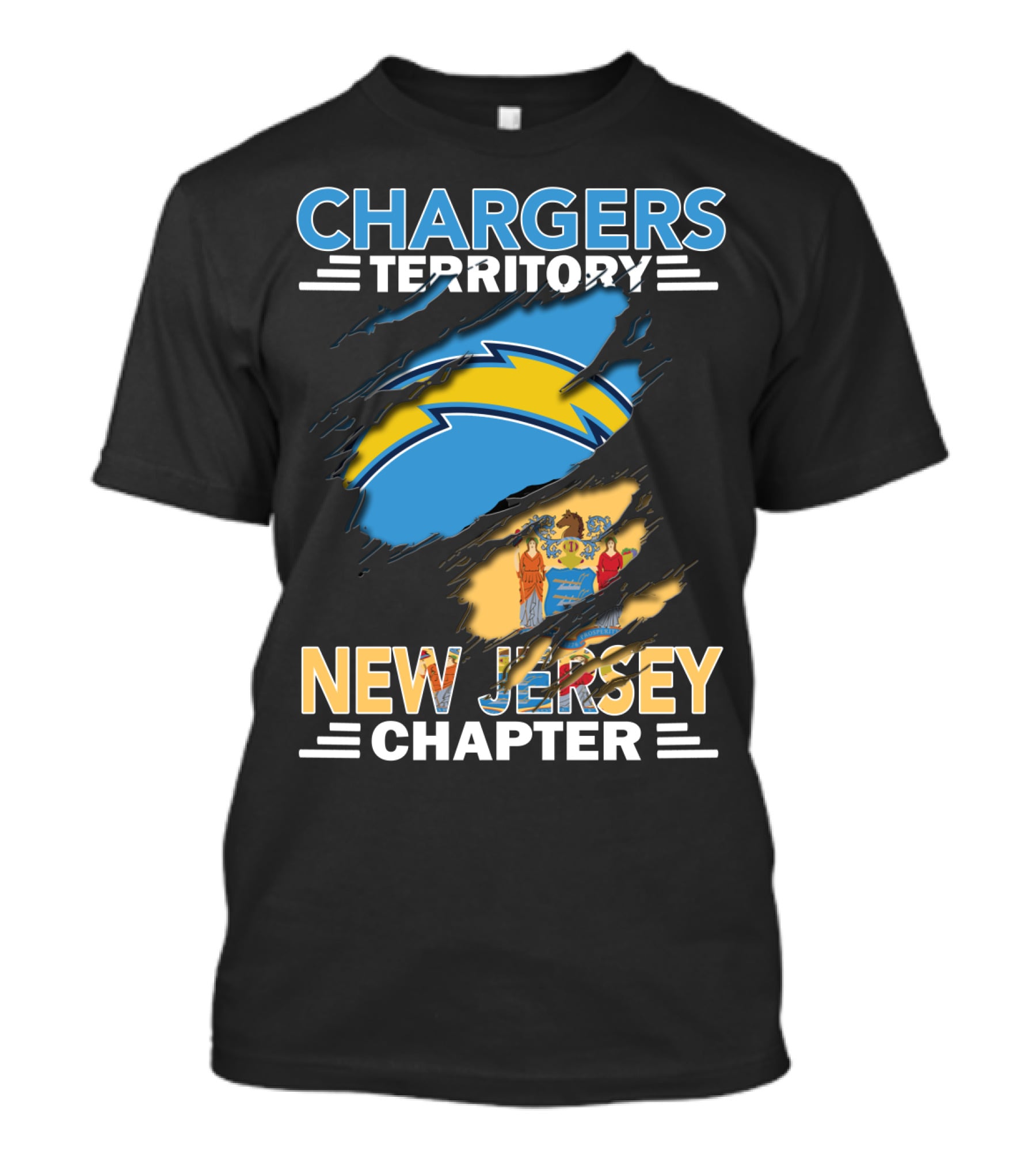 Chargers Territory New Jersey Chapter With State Flag And Team T-Shirt