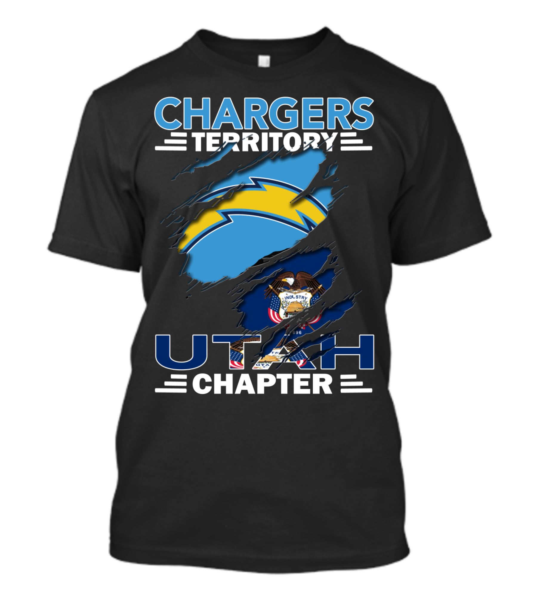 Chargers Territory Utah Chapter Ripped Flag T-Shirt