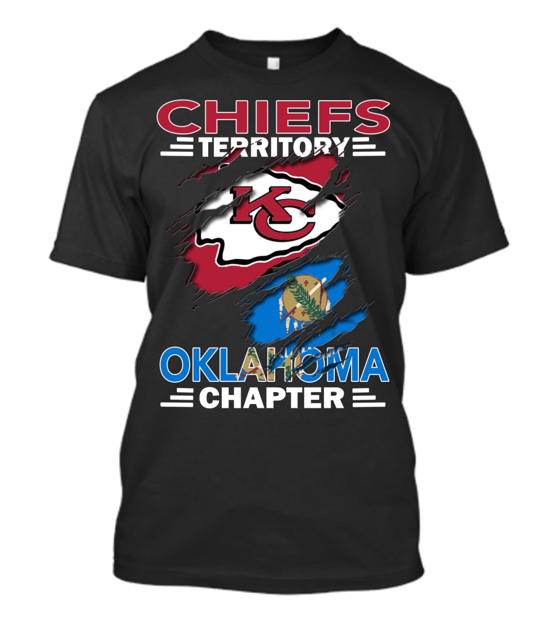 Chiefs Territory Oklahoma Chapter KC Logo And State Flag Combo T-Shirt
