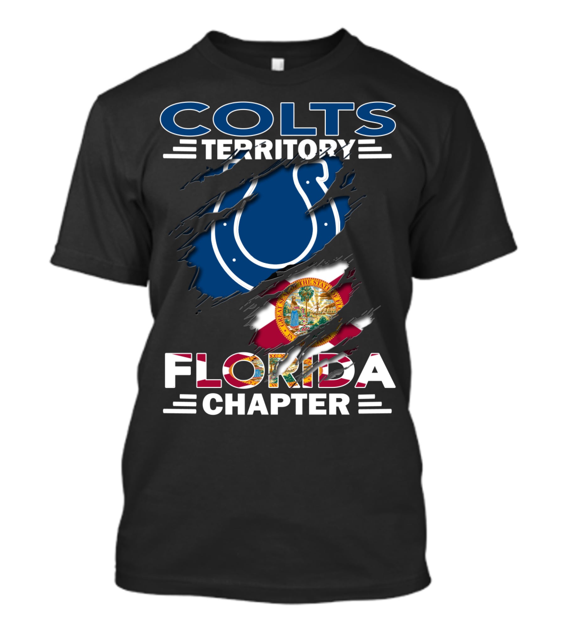 Colts Territory Florida Chapter Blue Horseshoe And State Flag T-Shirt