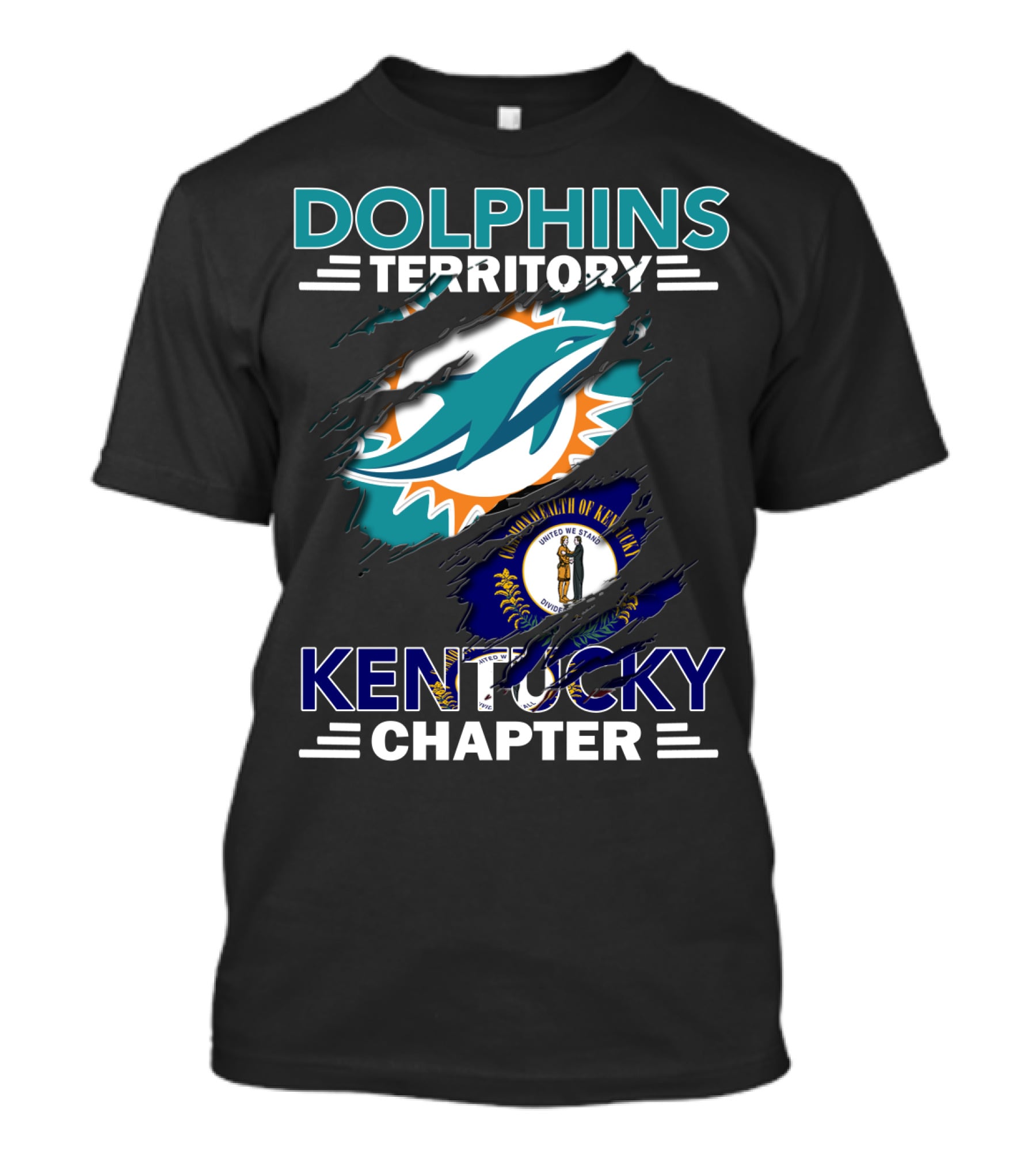 Dolphins Territory Kentucky Chapter Miami Dolphins Kentucky Flag T-Shirt