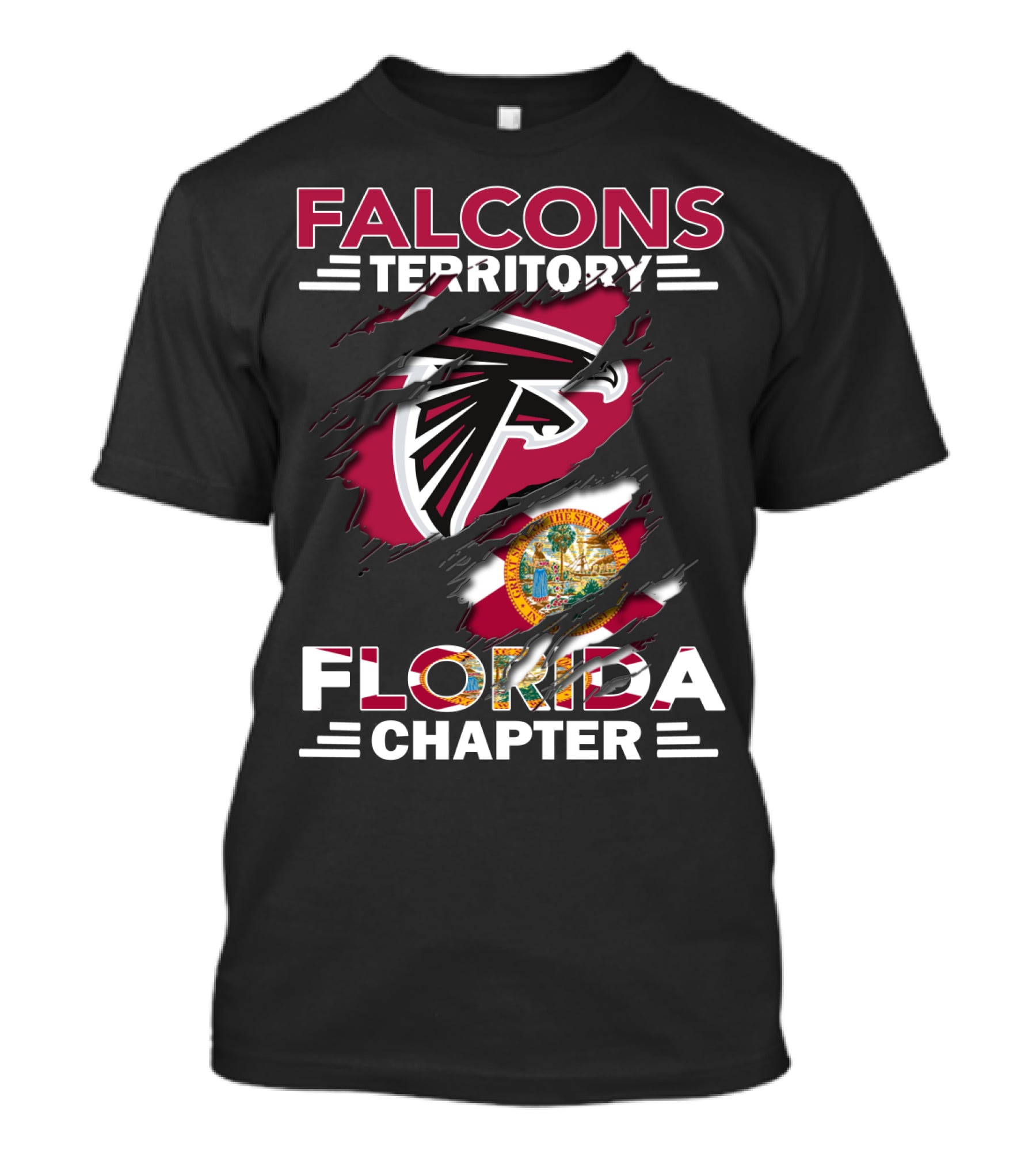 Falcons Territory Florida Chapter Ripped State Flag T-Shirt