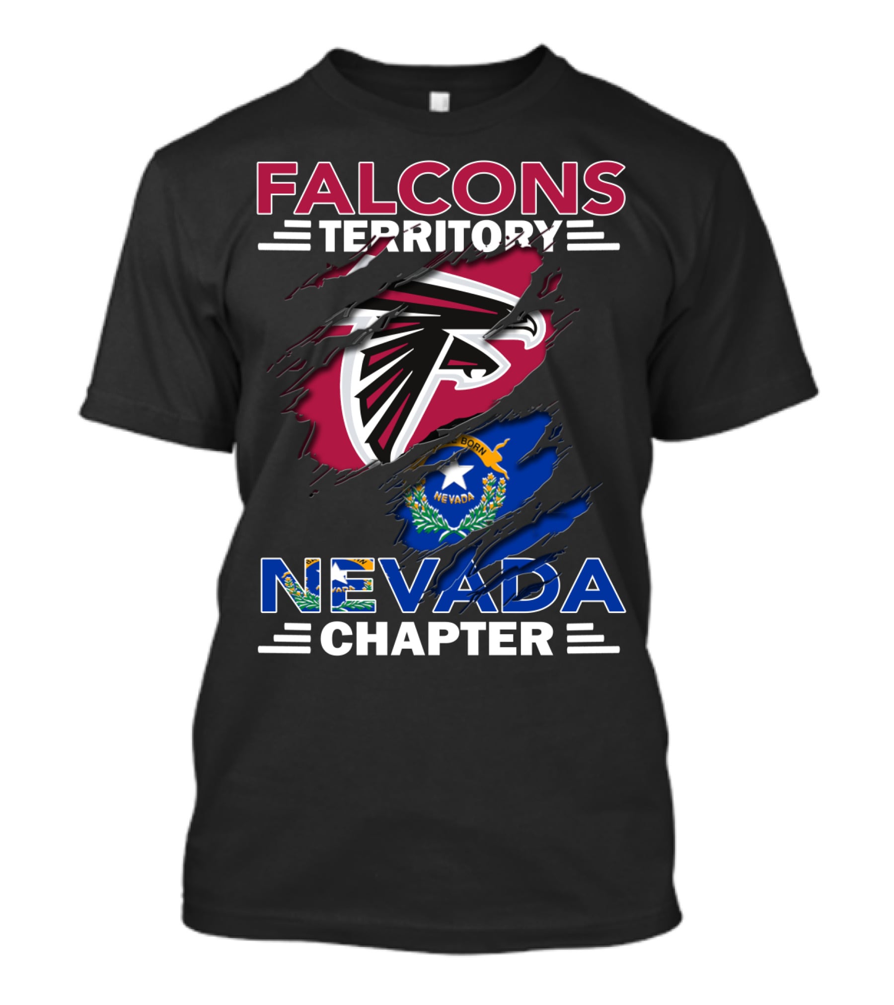 Falcons Territory Nevada Chapter Rip Design With Logo And State Flag T-Shirt