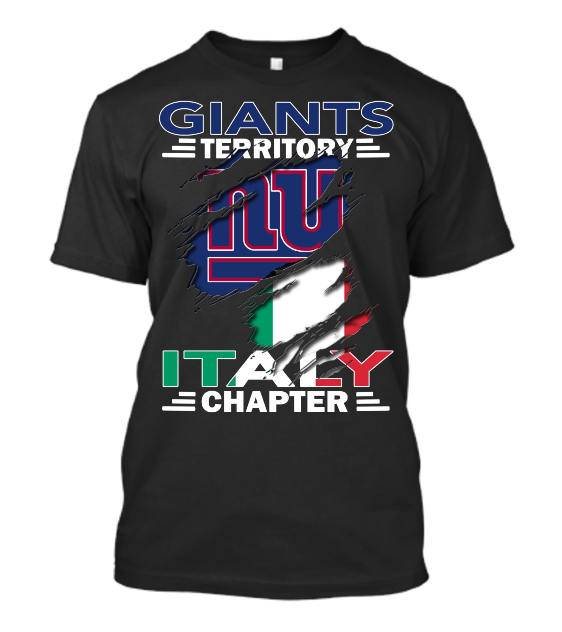 Giants Territory Italy Chapter NY Logo Italian Flag T-Shirt